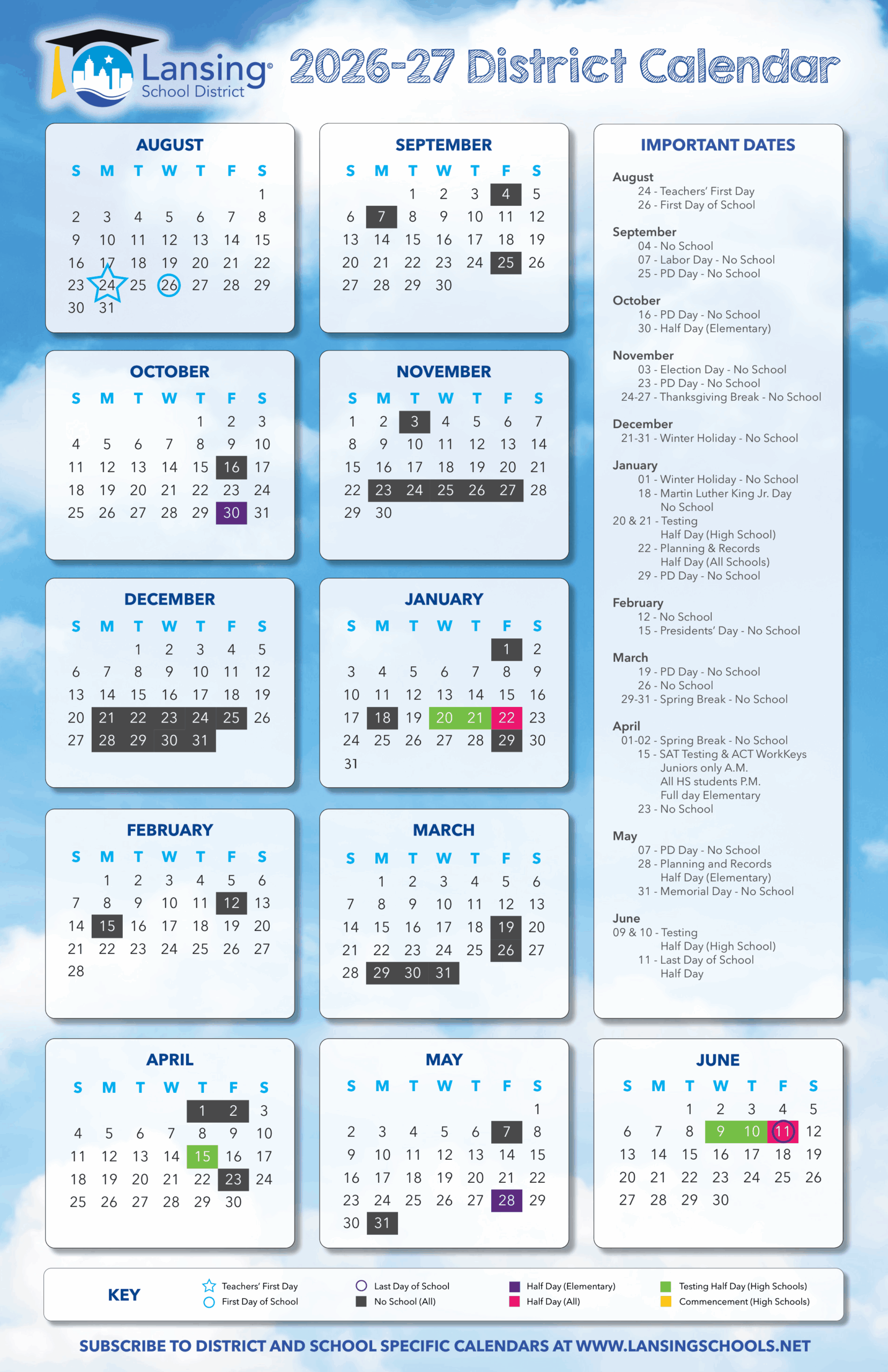 Lansing School District Calendar 26-27 Revised