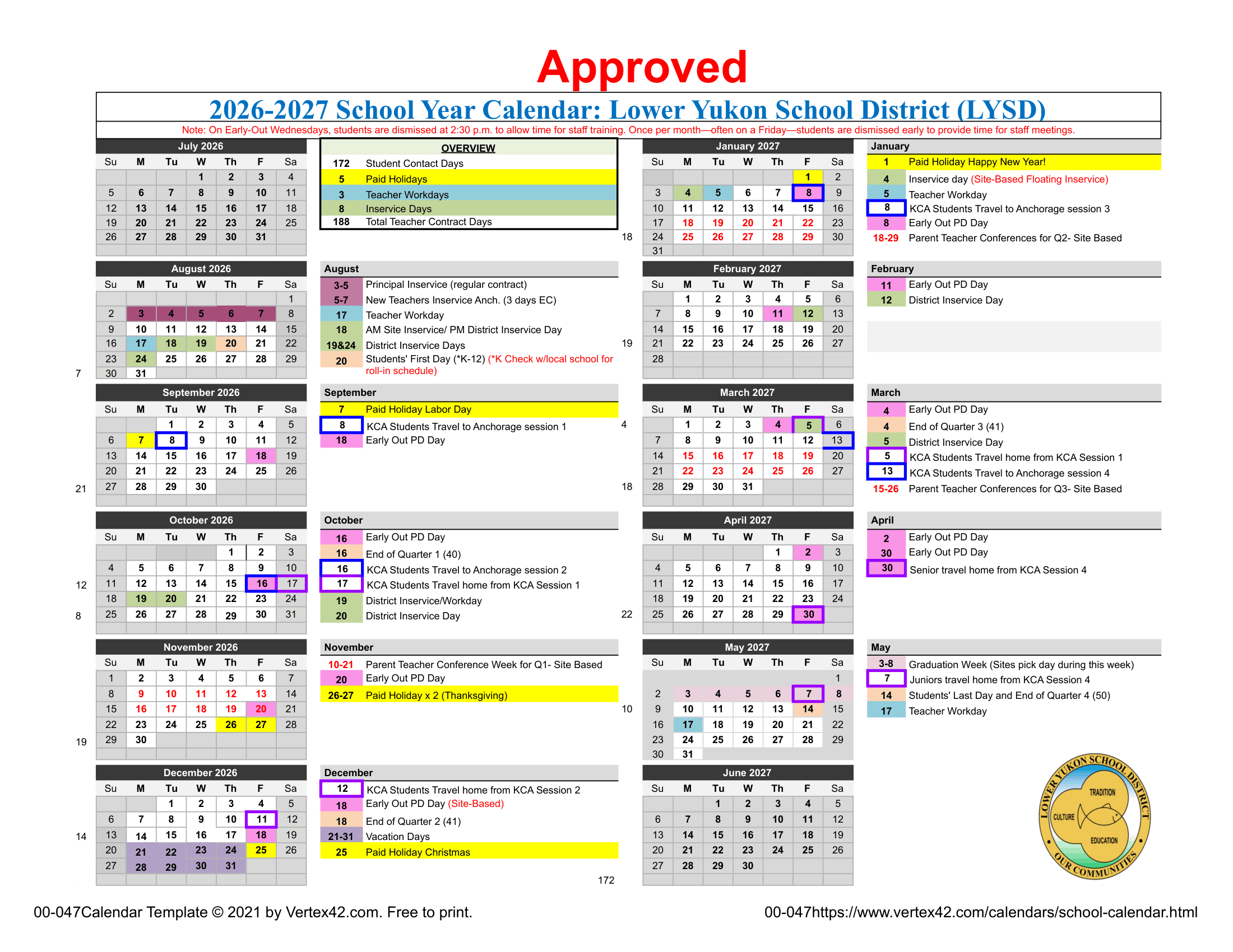 Lower Yukon School District (LYSD) Calendar 26-27 Revised