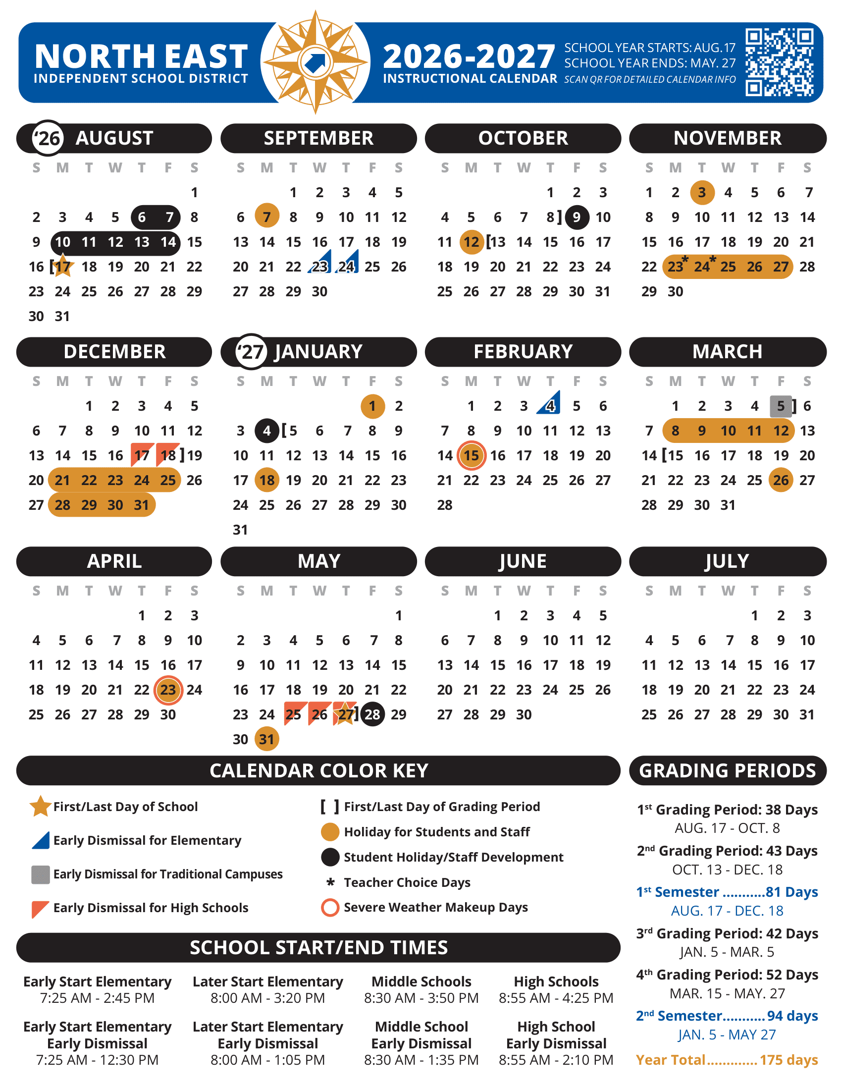 North East Independent School District Calendar 26-27 Revised PDF