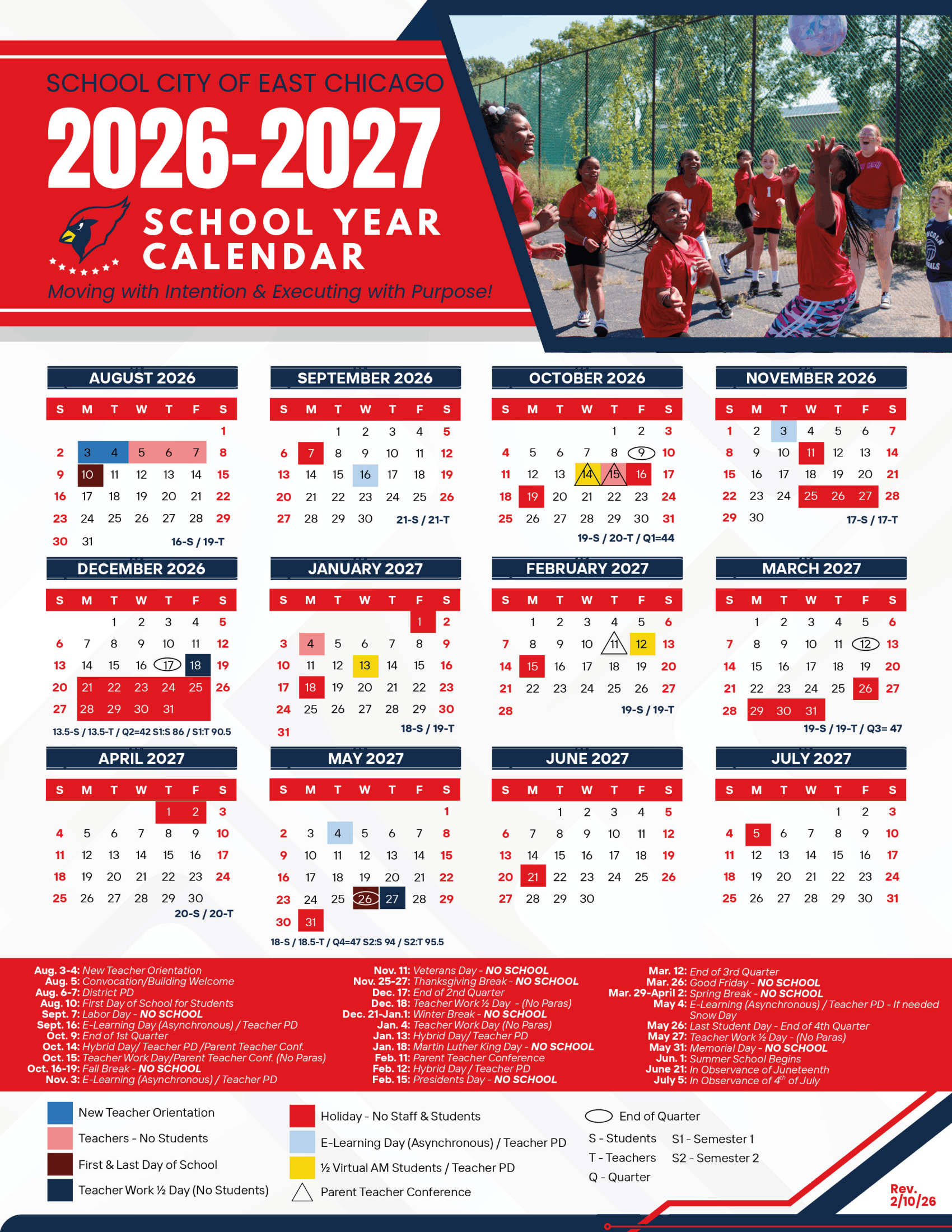 School City of East Chicago Calendar 26-27 Revised