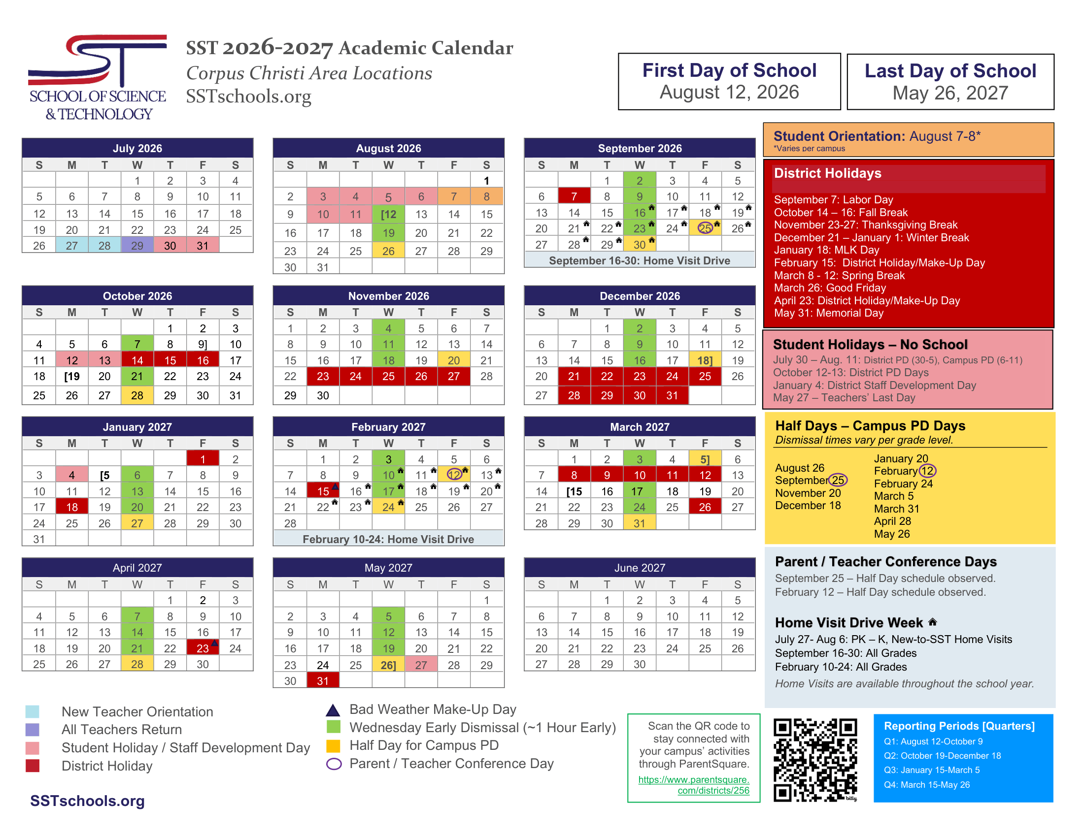 School of Science & Technology SST CORPUS-CHRISTI Calendar 26-27 Revised PDF