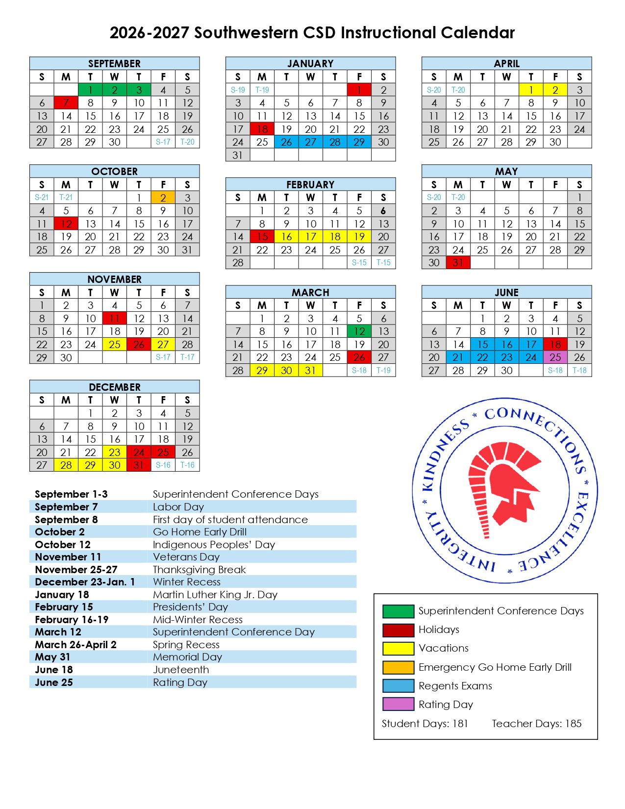 Southwestern CSD Calendar 26-27 Revised