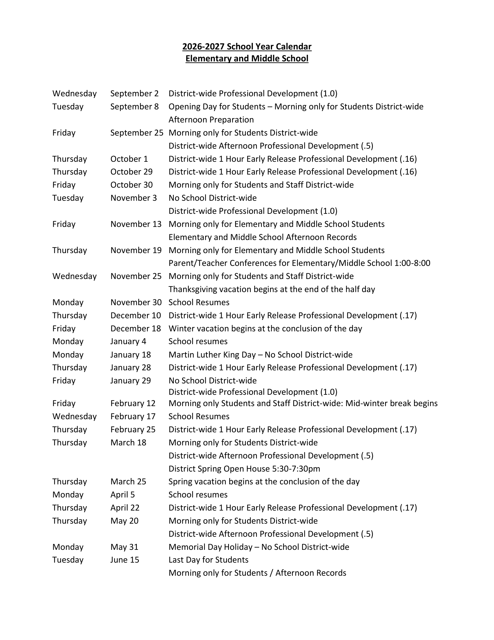 Trenton High School Calendar 26-27 Revised