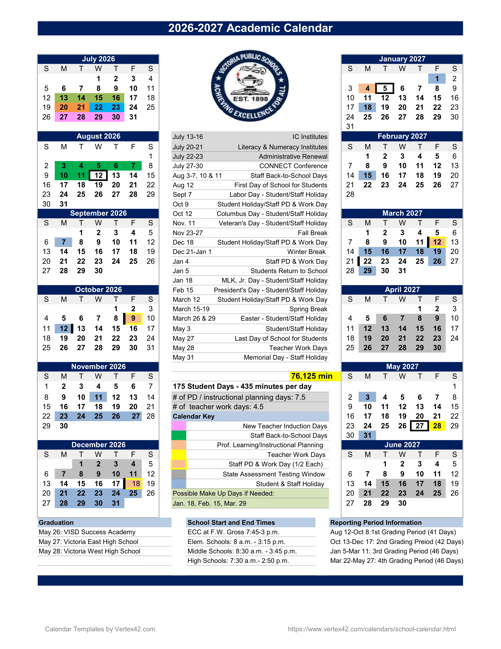 Victoria Public Schools Calendar 26-27 Revised PDF