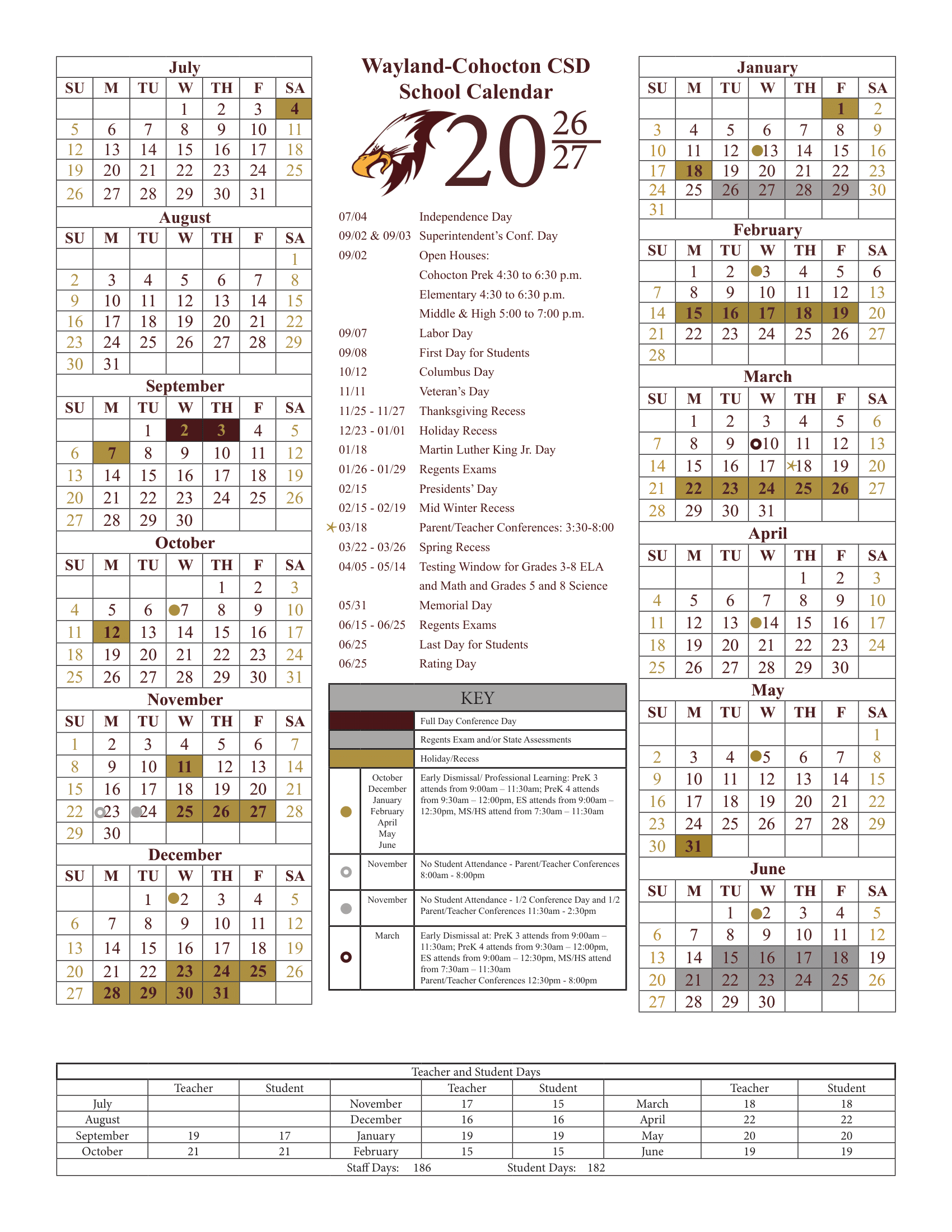 Wayland-Cohocton CSD Calendar 26-27 Revised