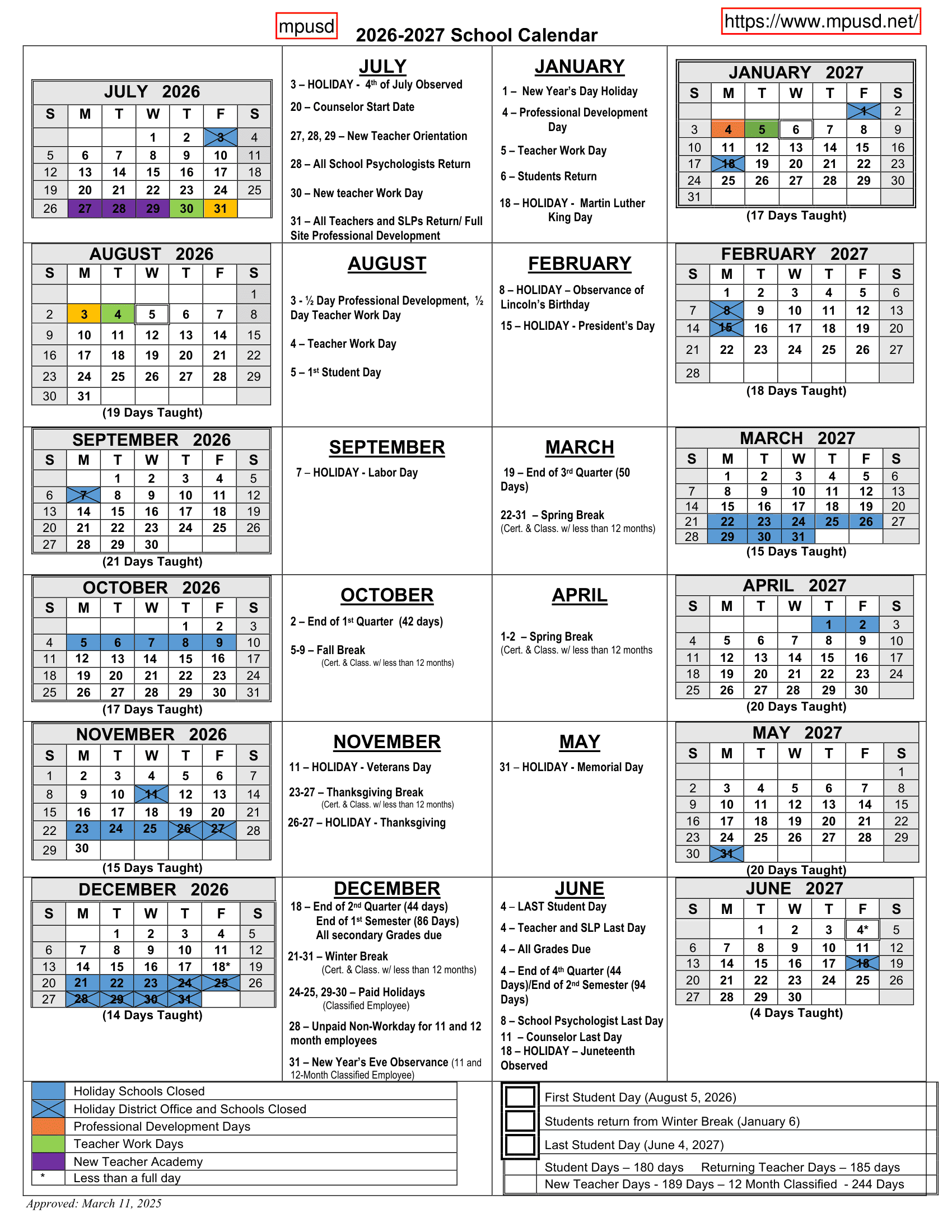 mpusd Calendar 26-27 Revised