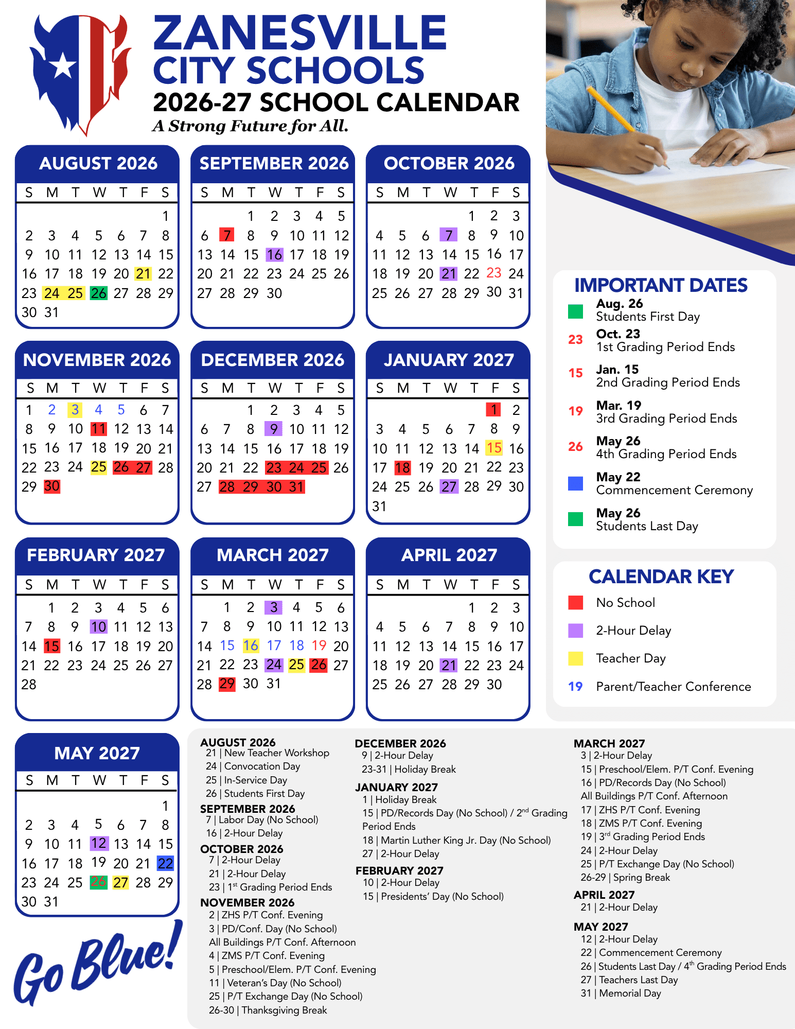 Zanesville City Schools Calendar 26-27 Revised