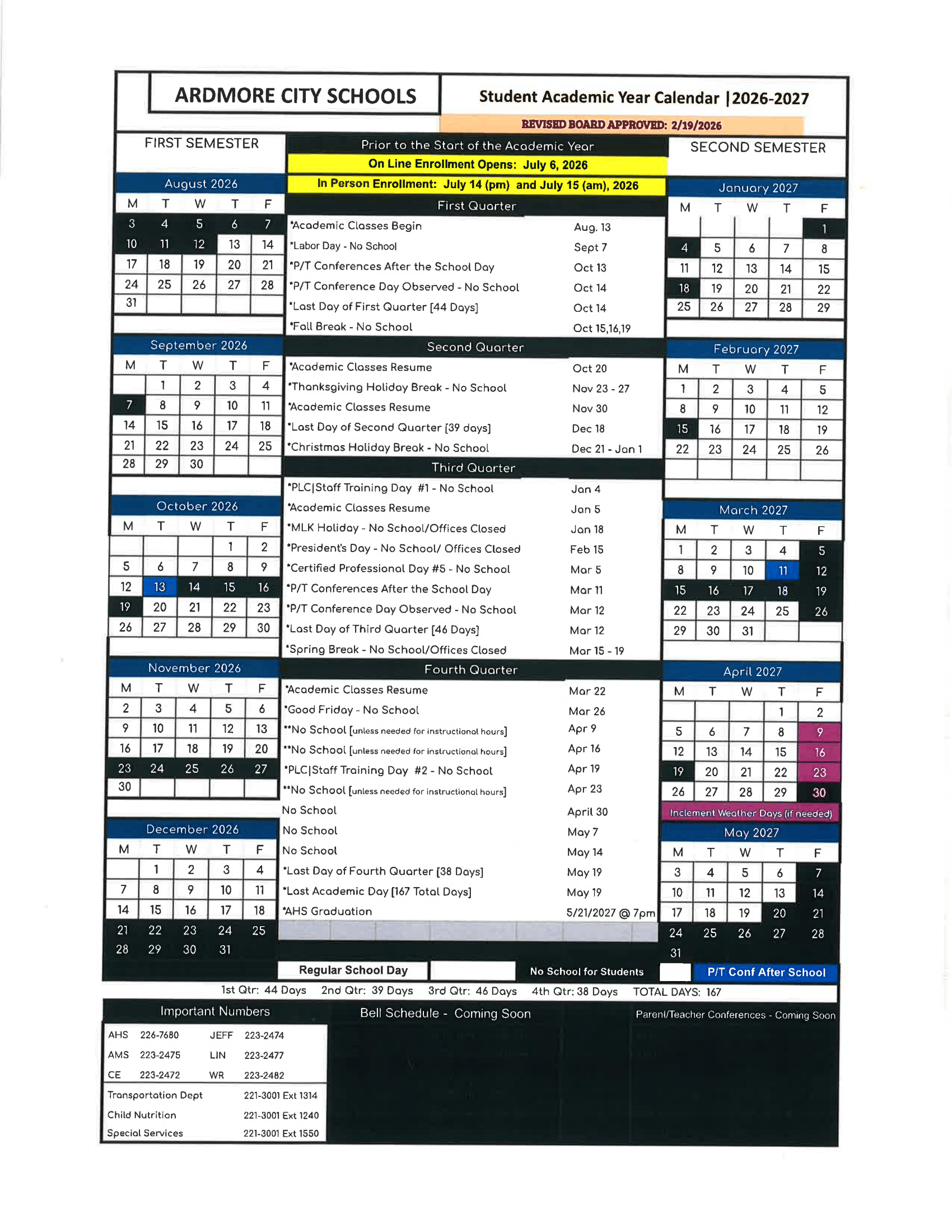 Ardmore City Schools Calendar 26-27 Rev 2