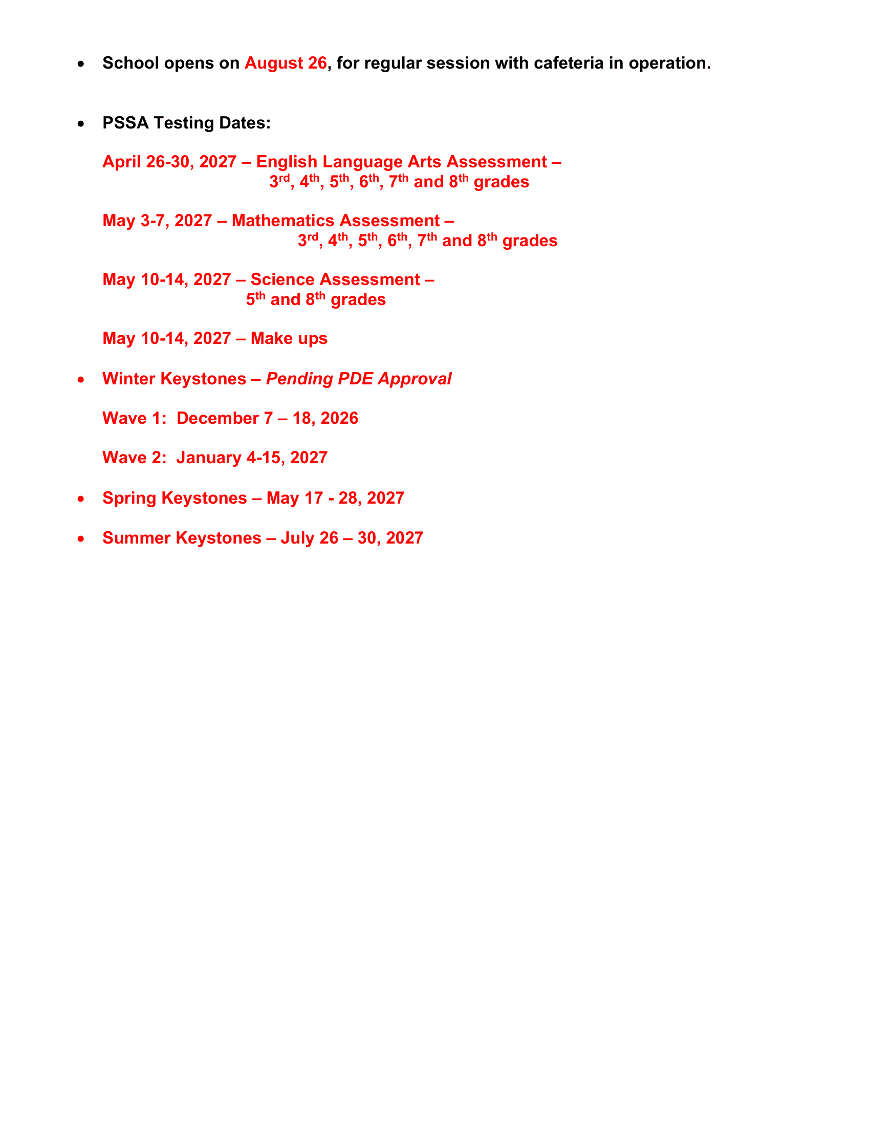 BRADFORD AREA SCHOOL DISTRICT Calendar 26-27 Revised