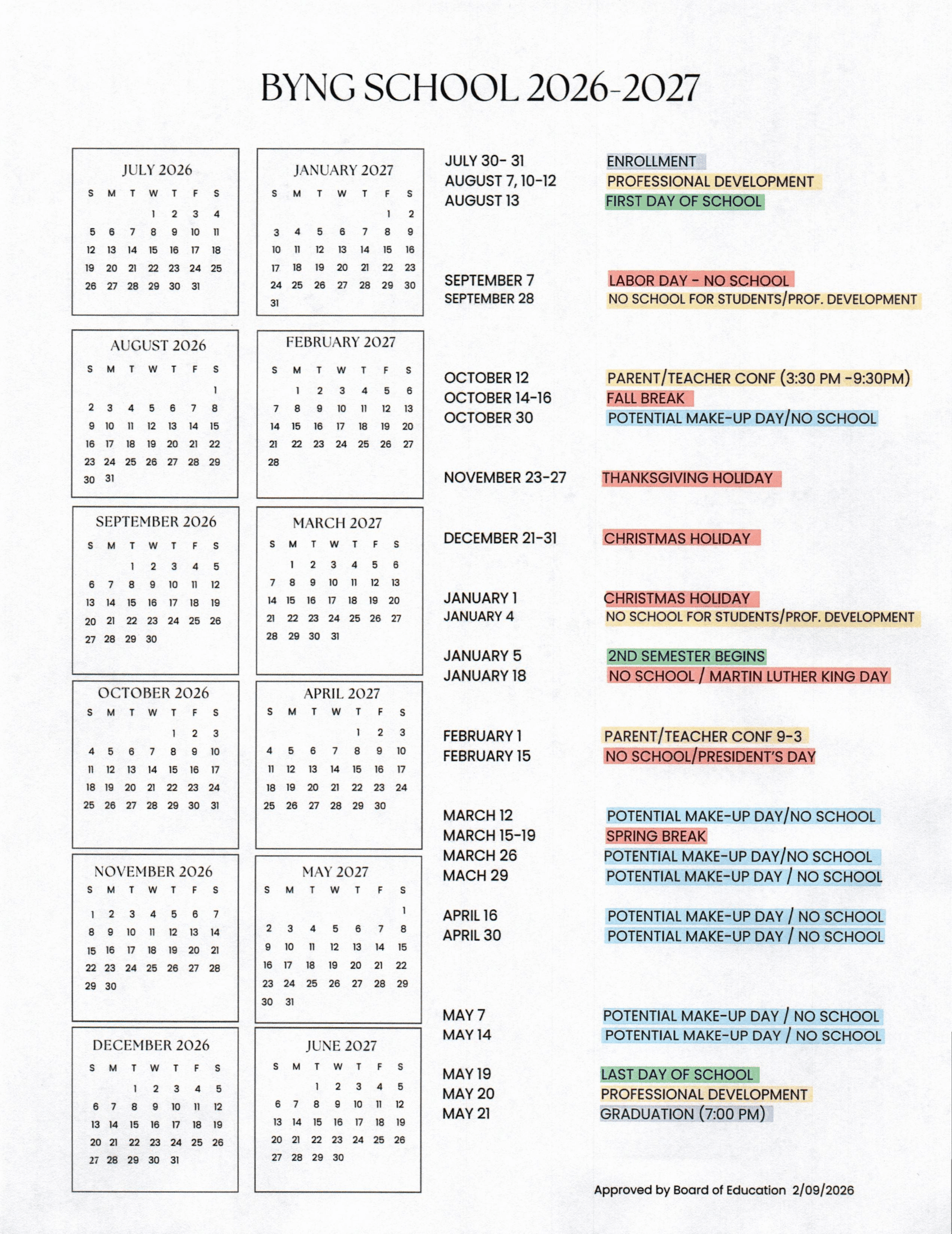 Byng Public School Calendar 26-27 Rev 2
