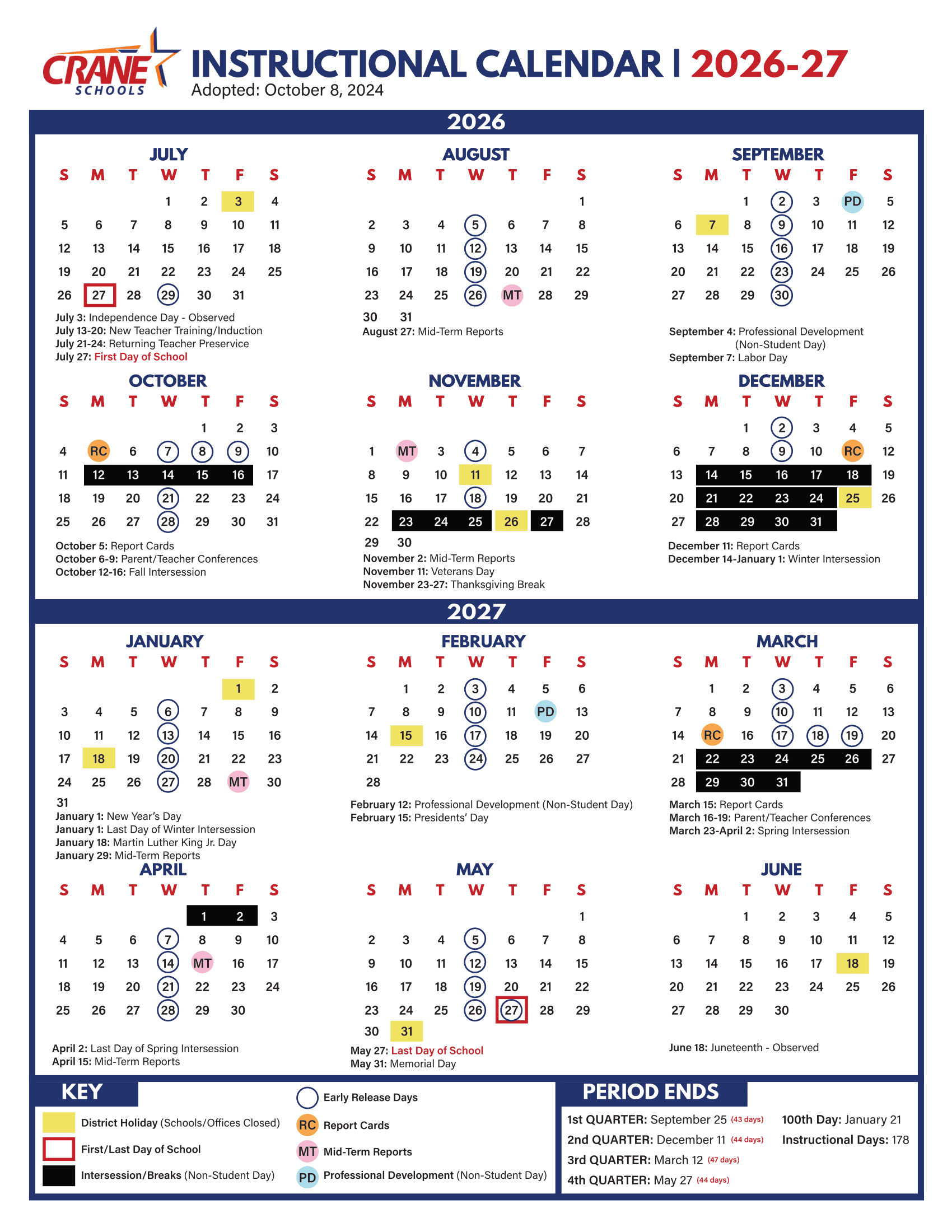 Crane Schools Calendar 26-27 Revised