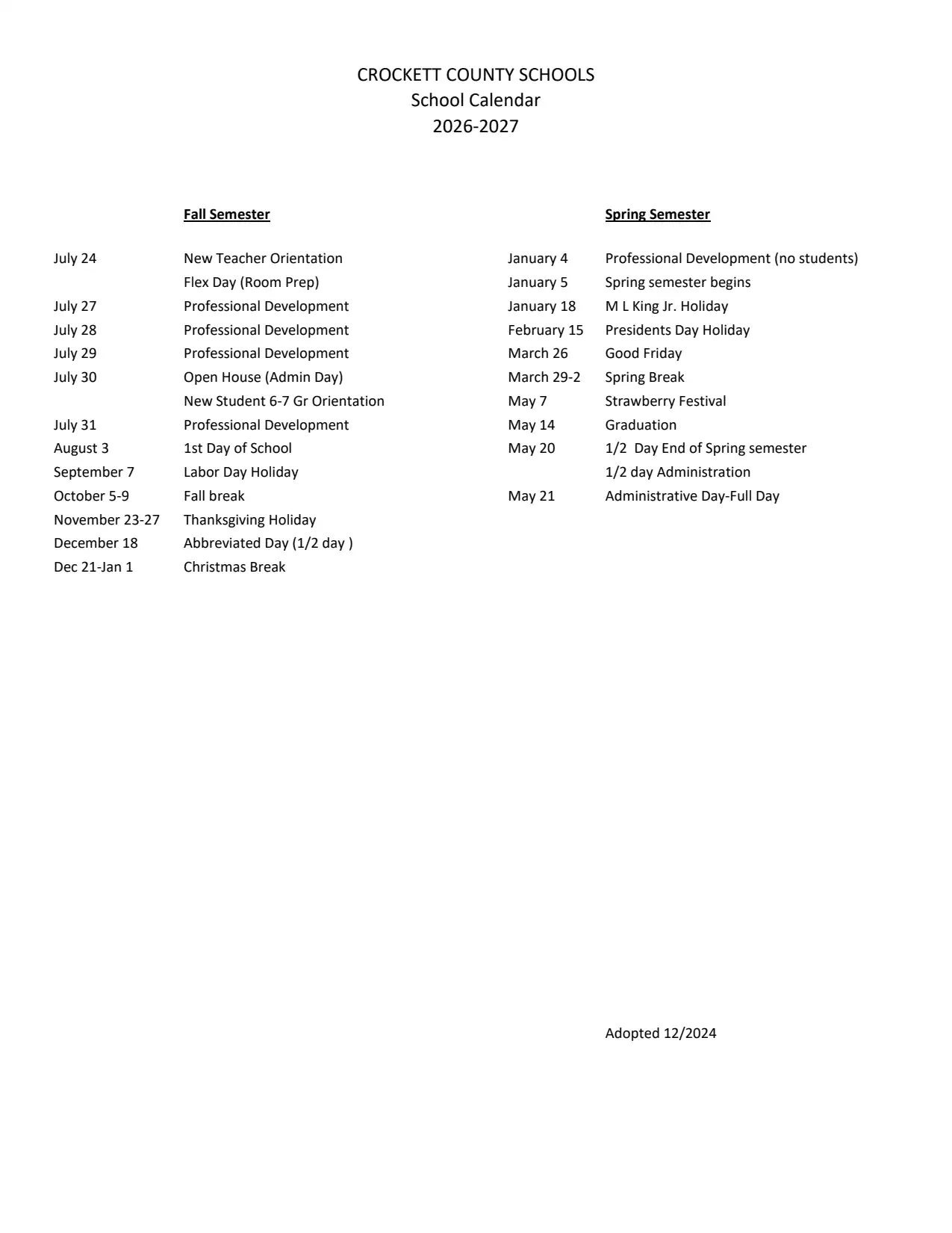 Crockett County Schools Calendar 26-27 Rev V1