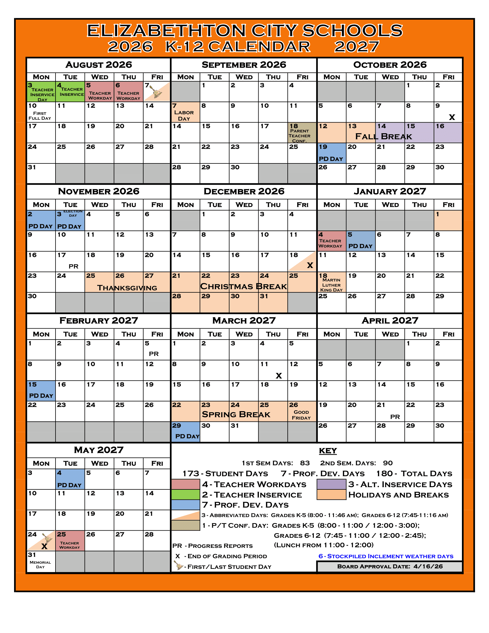Elizabethton City Schools Calendar 26-27 Rev V1