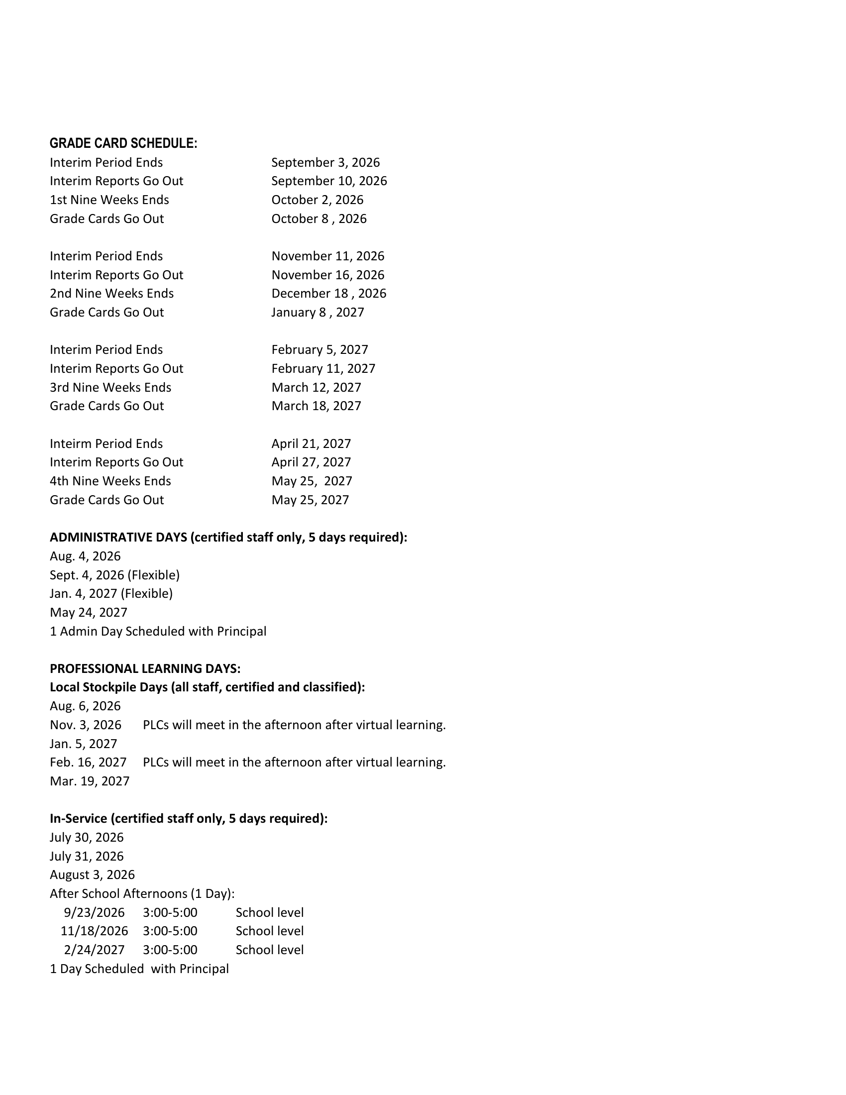 Greene County Schools Calendar 26-27 Rev V1