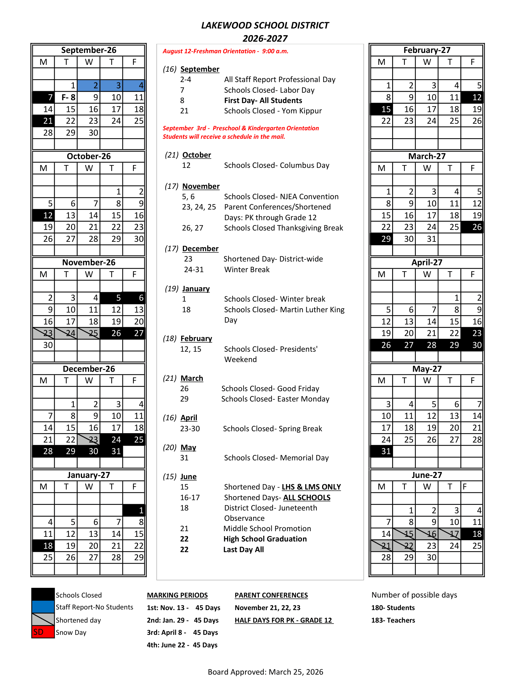 LAKEWOOD SCHOOL DISTRICT Calendar 26-27 PDF