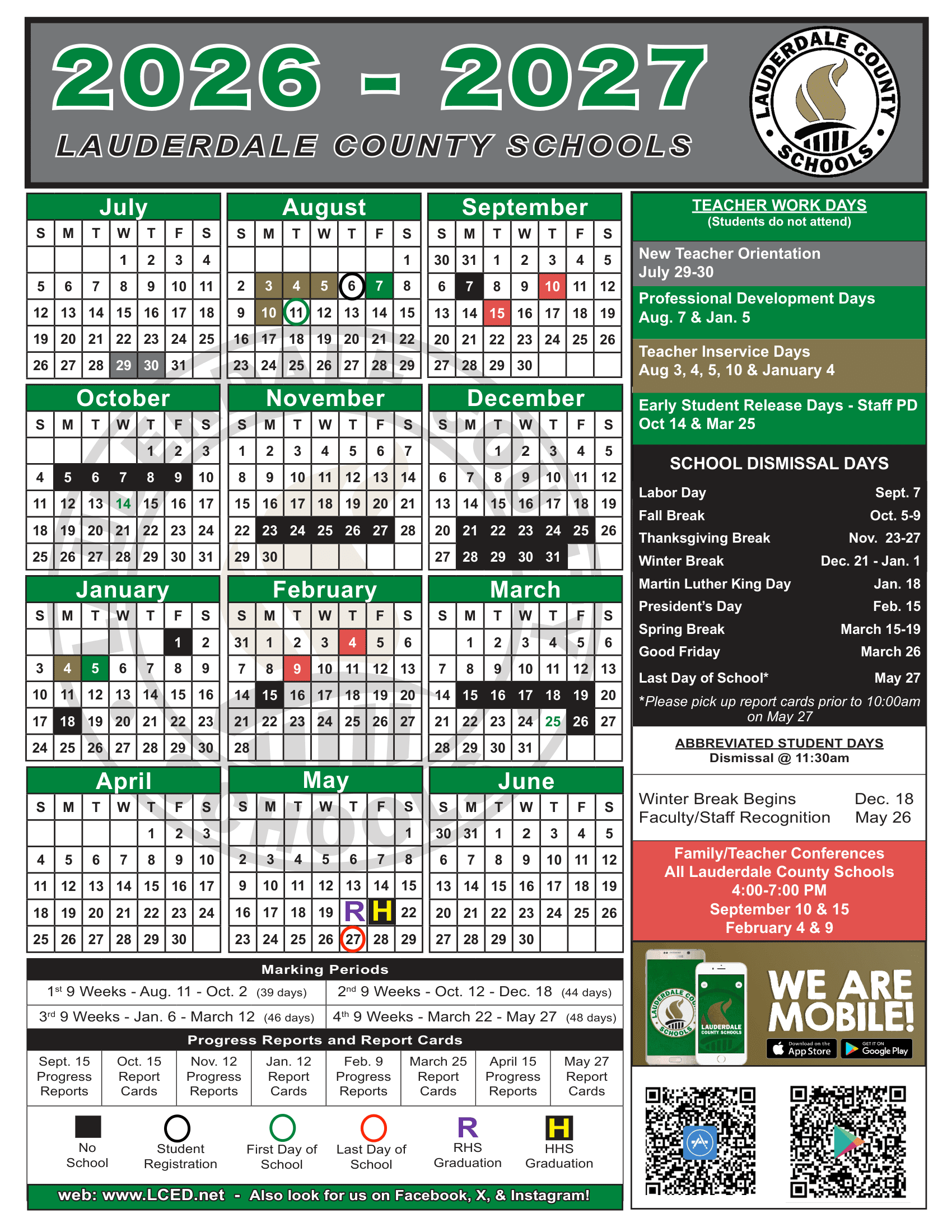 Lauderdale County Schools Calendar 26-27 Rev V1