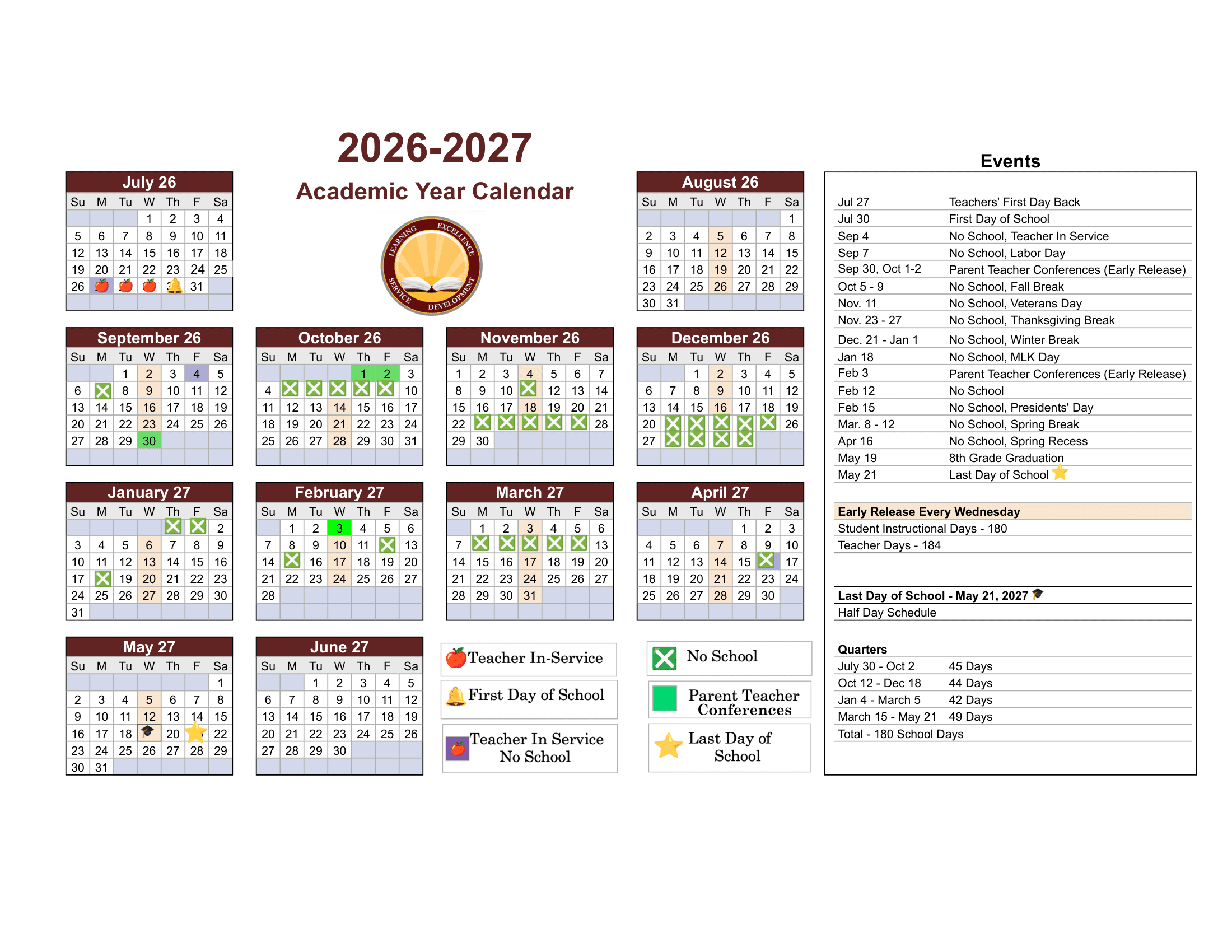 Litchfield Elementary School District #79 Calendar 25-26 Revised