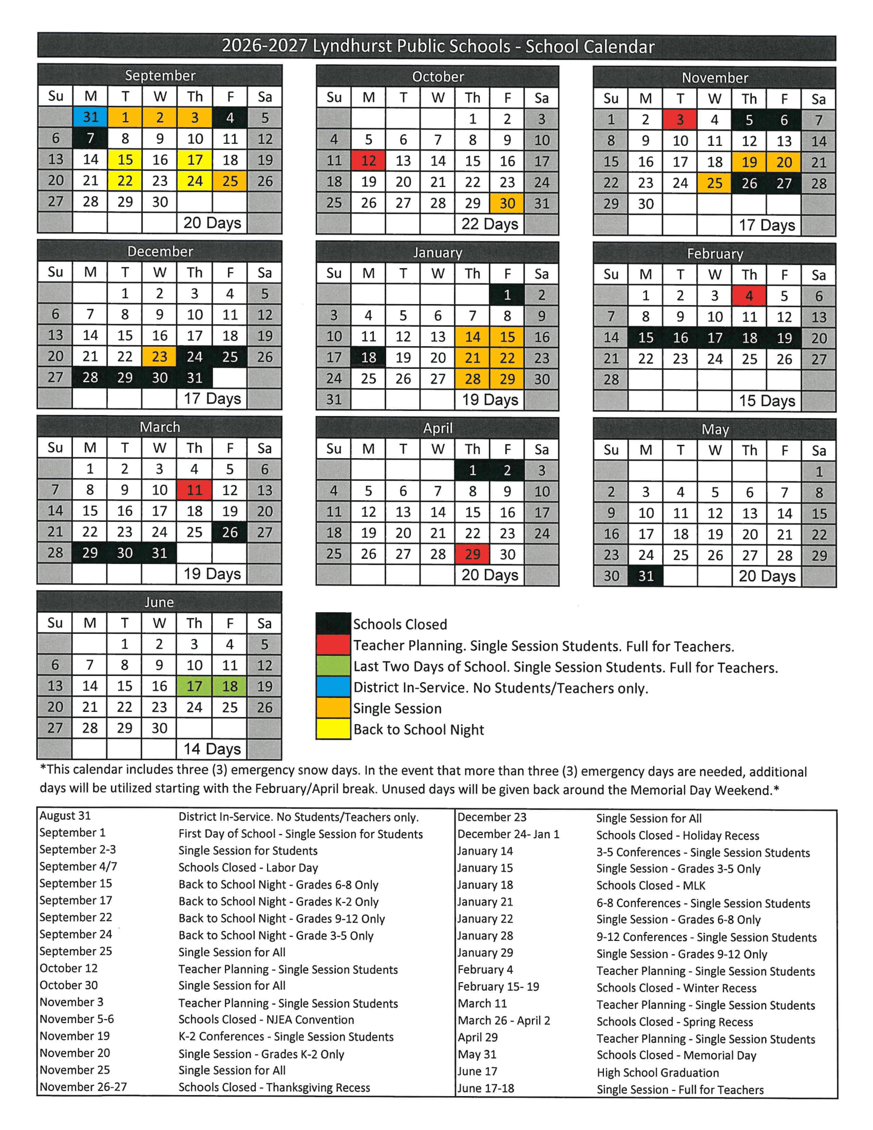 Lyndhurst Public Schools Calendar 26-27 PDF