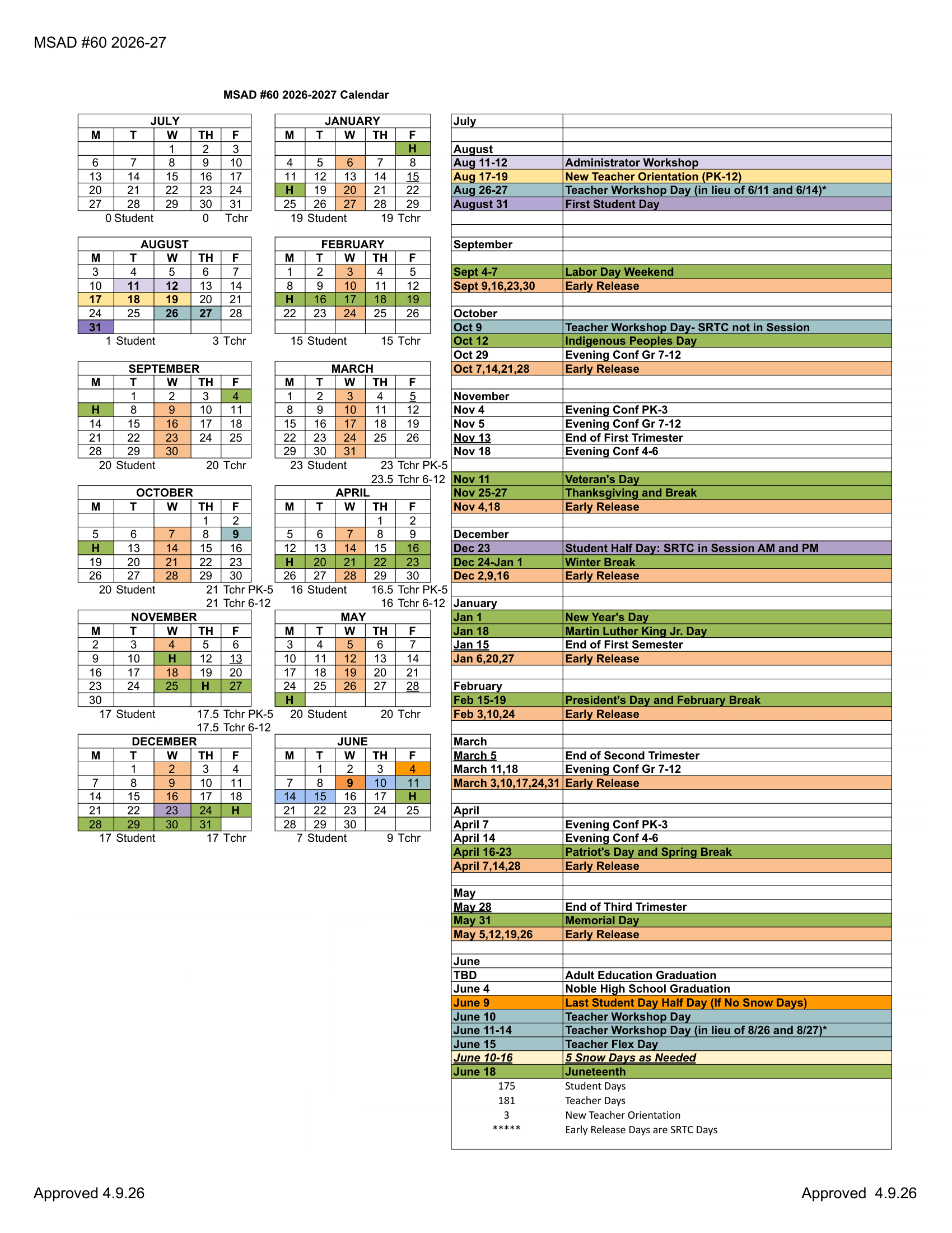 MSAD #60 Calendar 26-27 Revised