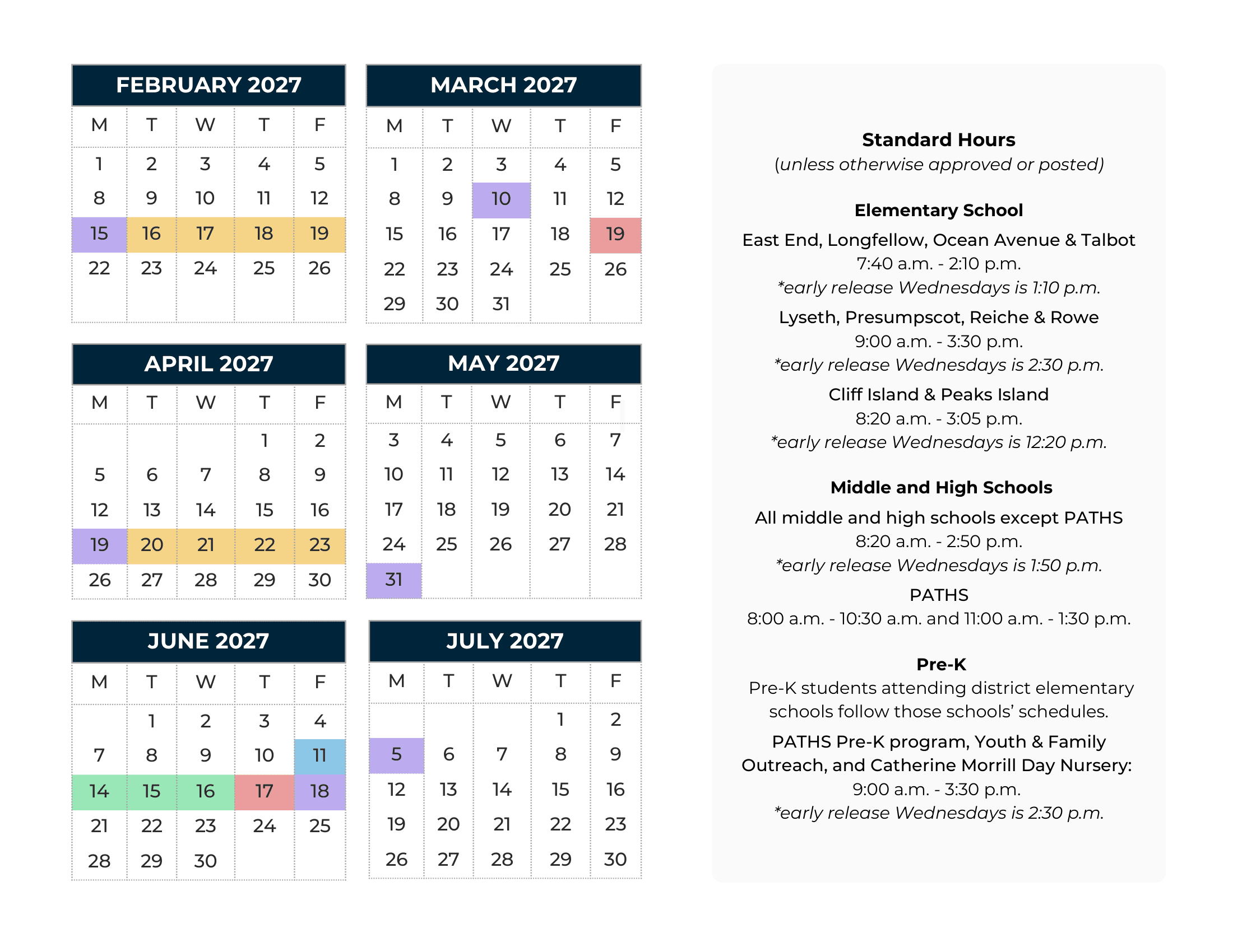 Portland Public Schools Calendar 26-27 Revised