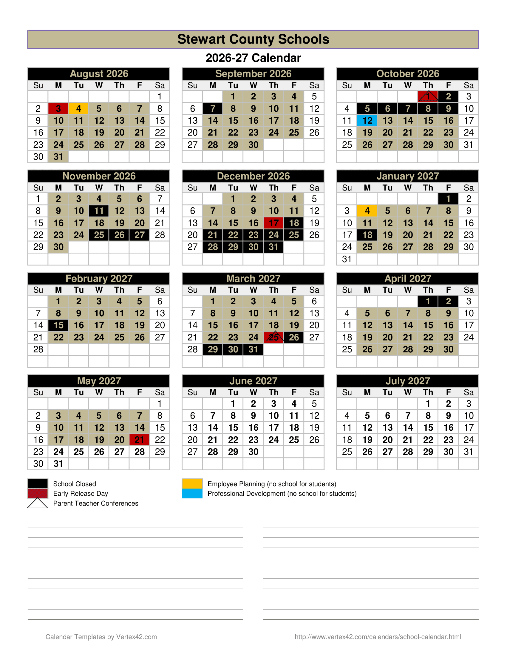 Stewart County Schools Calendar 26-27 Rev V1