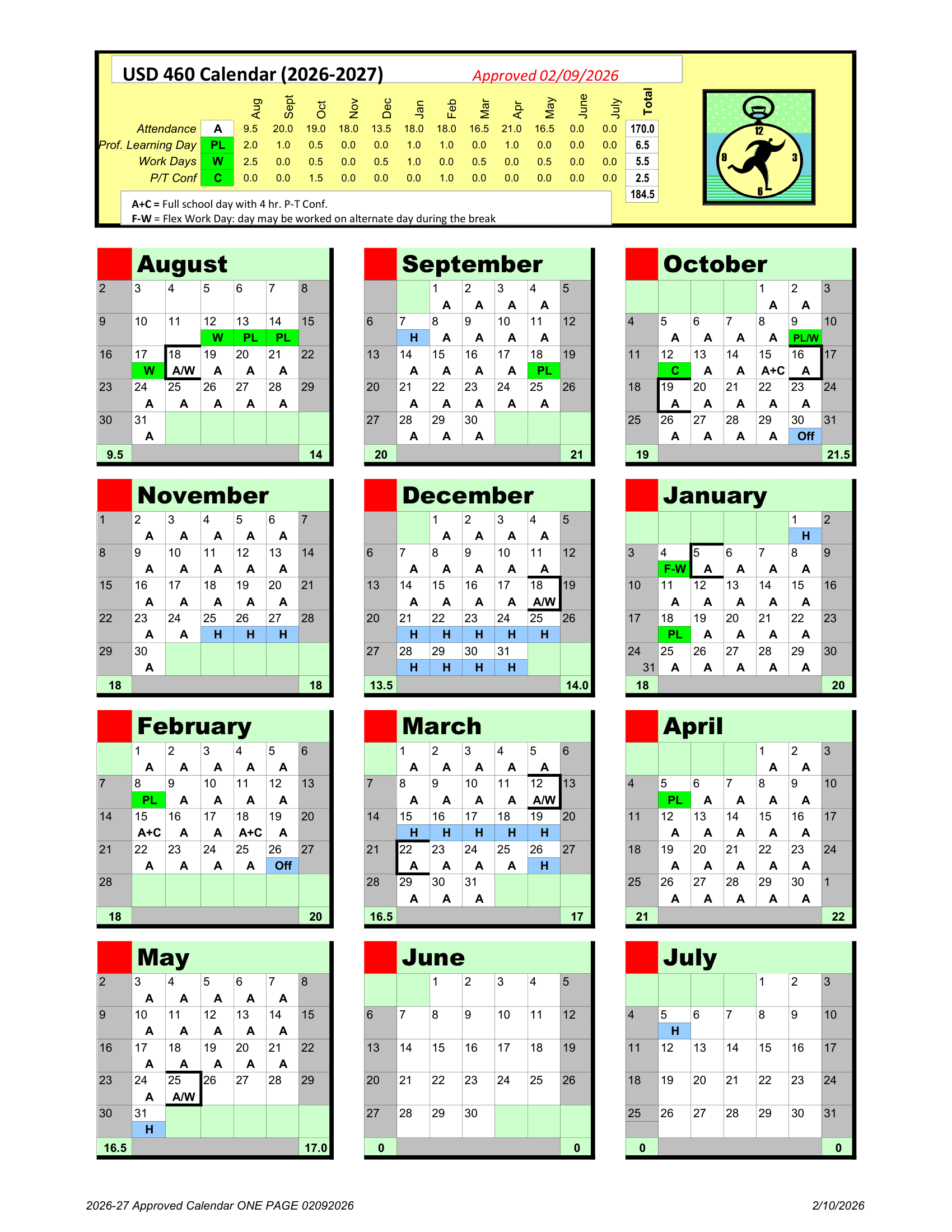 Garden City USD 460 Calendar 26-27 Revised