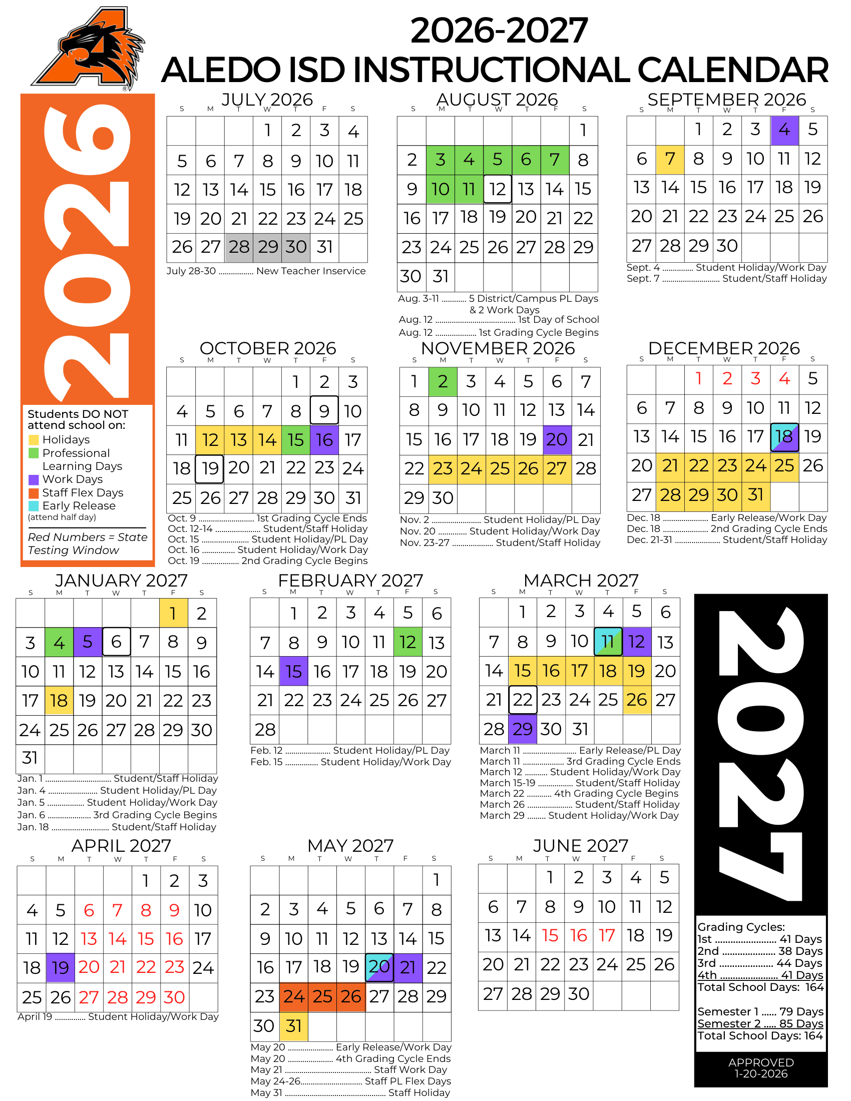 ALEDO ISD Calendar 26-27 pdf