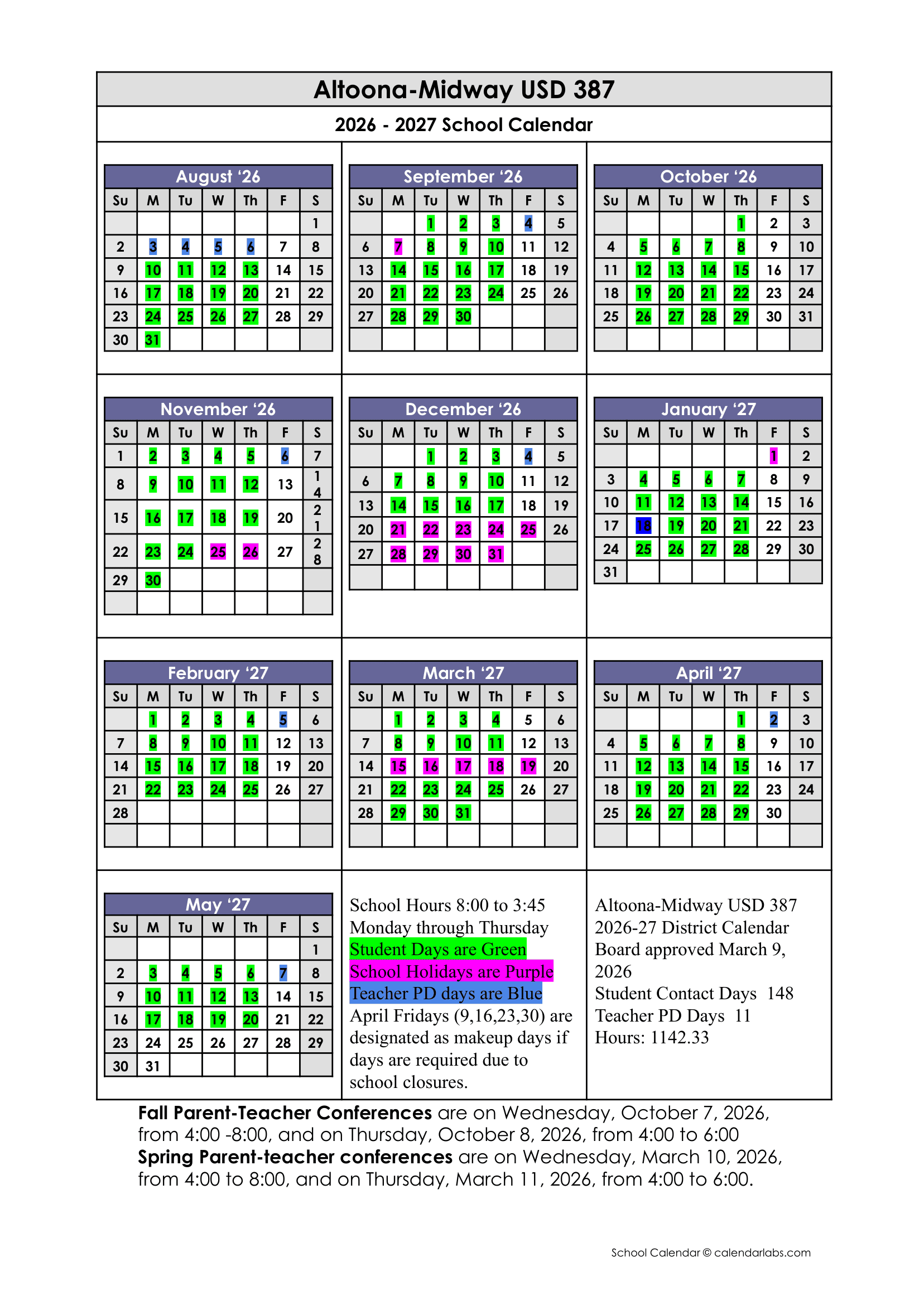 Altoona-Midway USD 387 Calendar 26-27 Revised