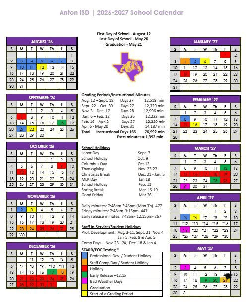 Anton ISD Calendar 26-27 Revised