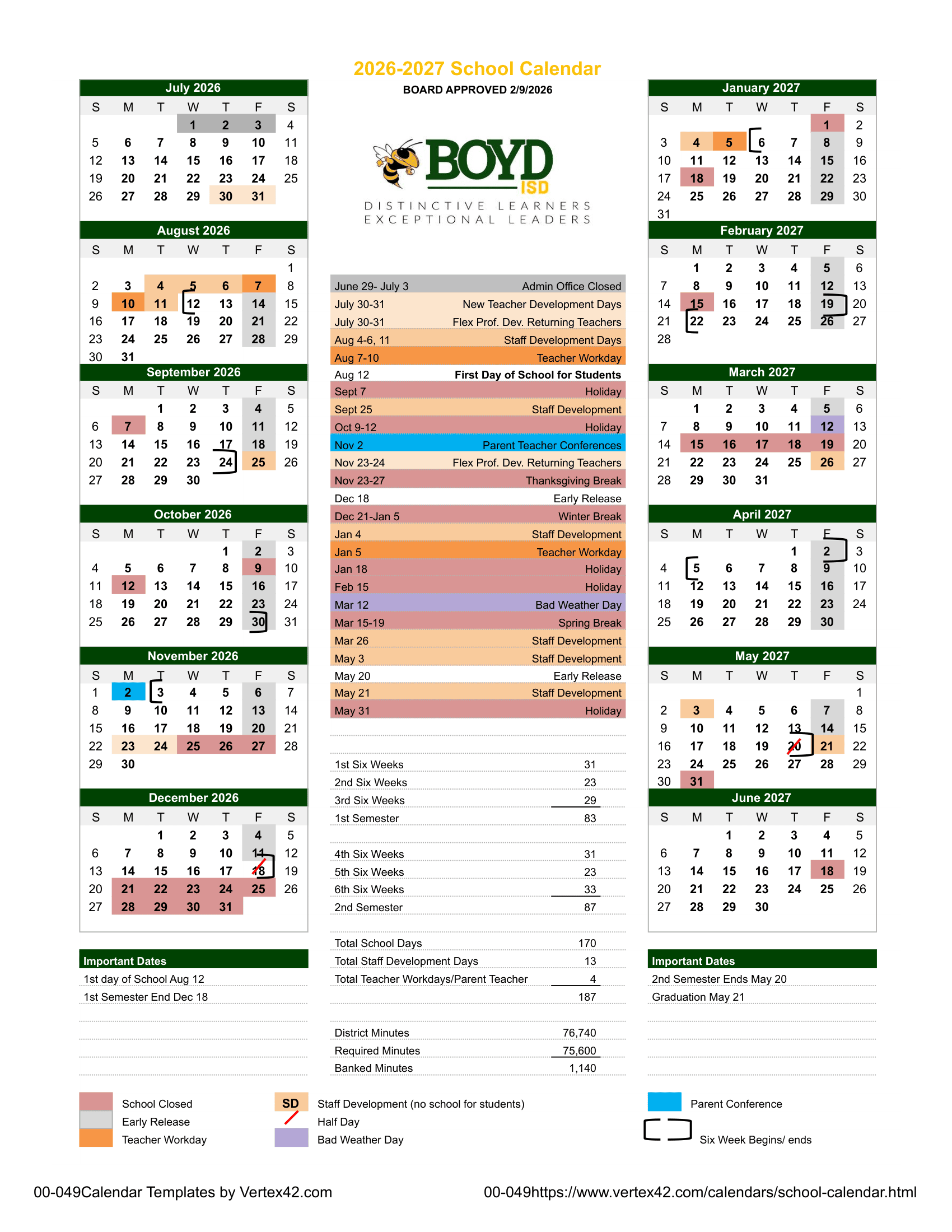 BOYD ISD Calendar 26-27 pdf