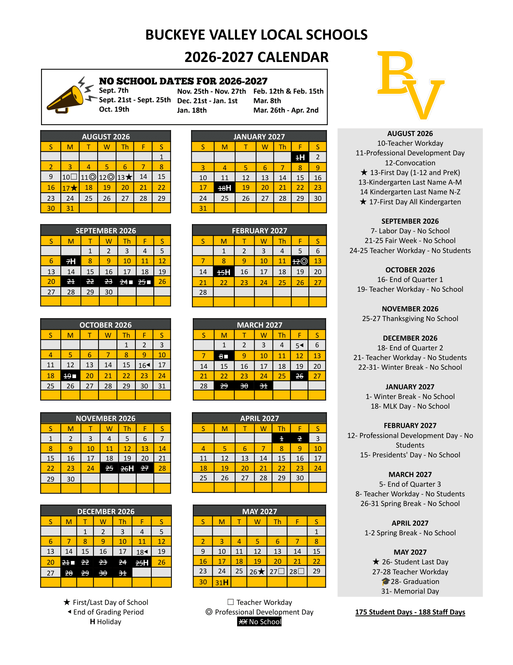 BUCKEYE VALLEY LOCAL SCHOOLS Calendar 26-27 pdf