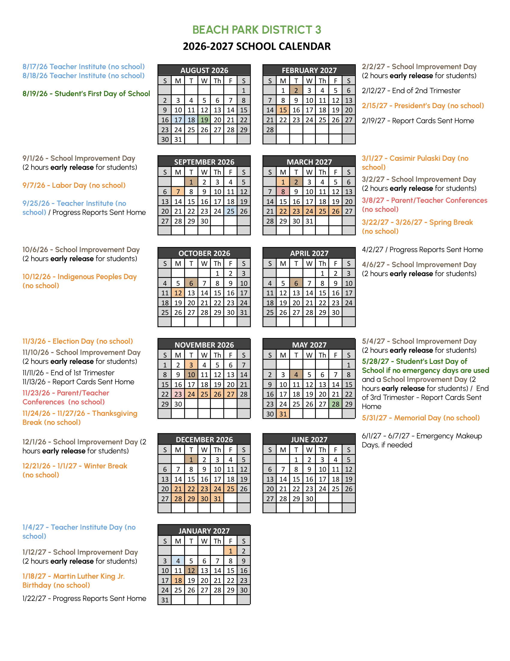 Beach Park District 3 Calendar 26-27 pdf