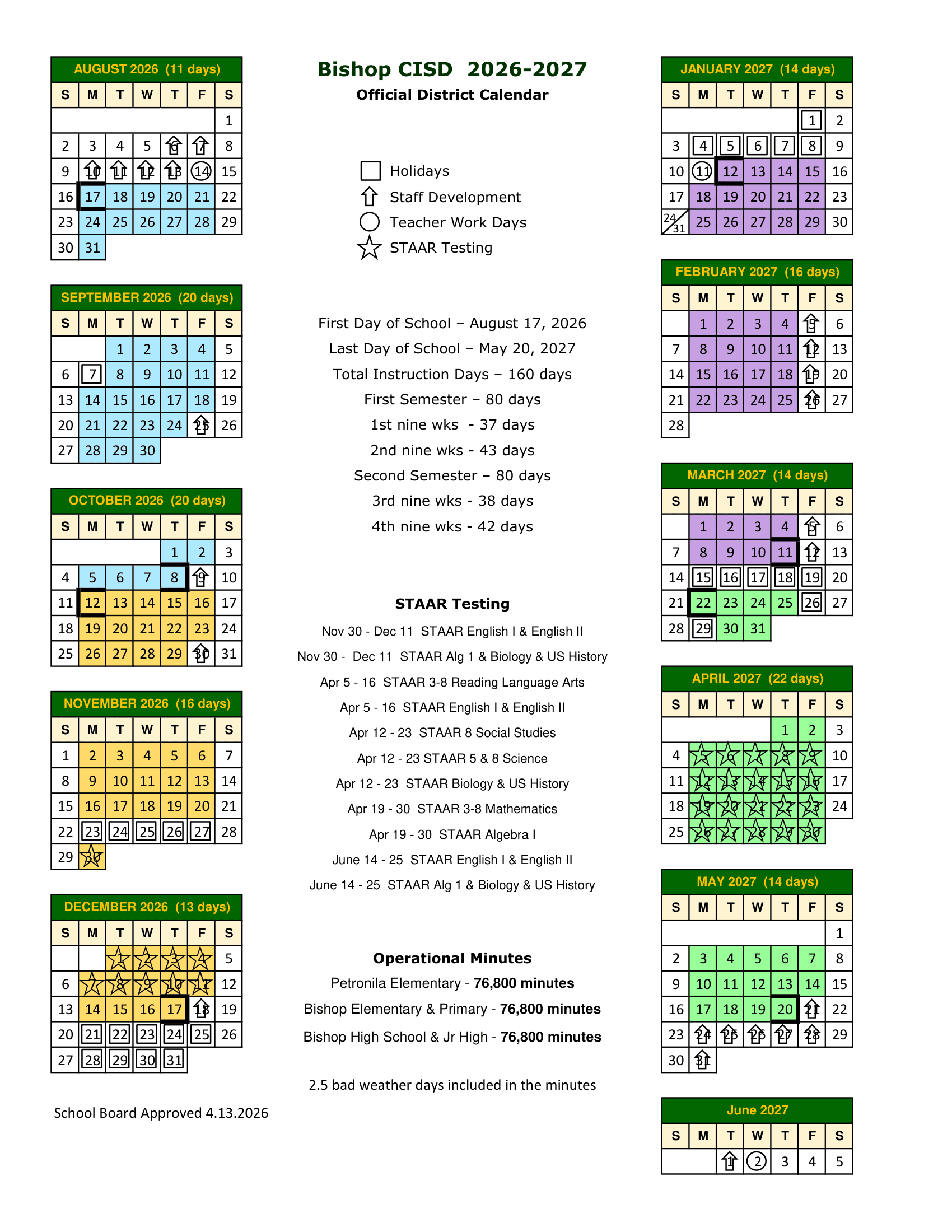 Bishop CISD Calendar 26-27 pdf