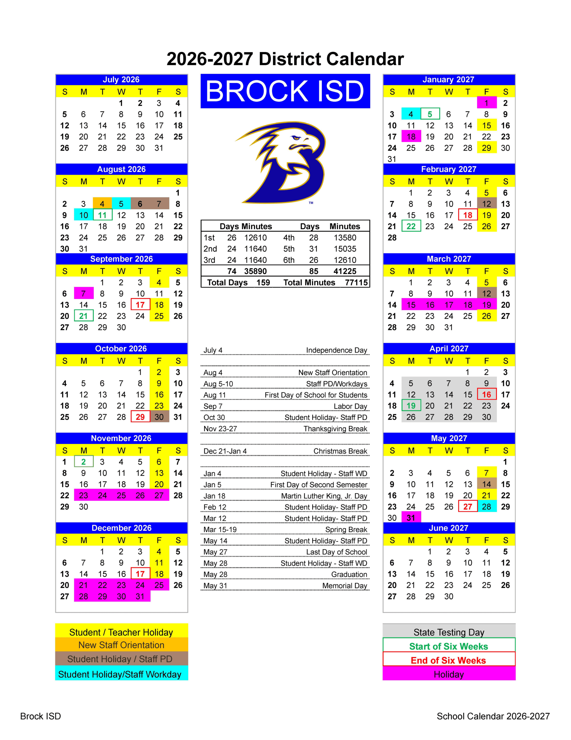 Brock ISD Calendar 26-27 pdf
