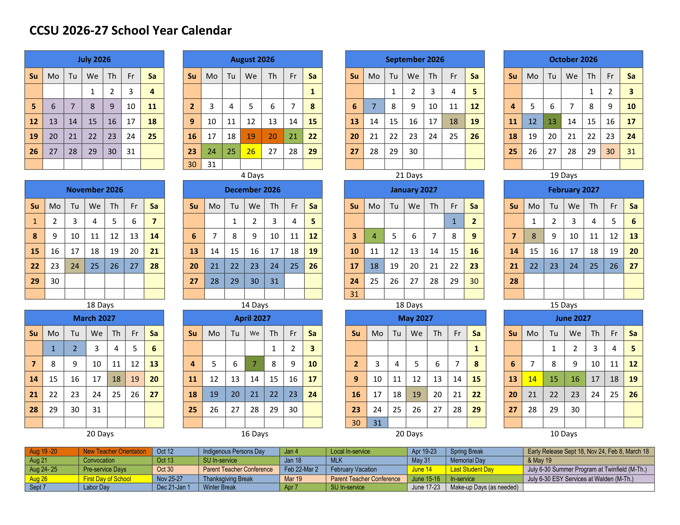 CCSU Calendar 26-27 Revised