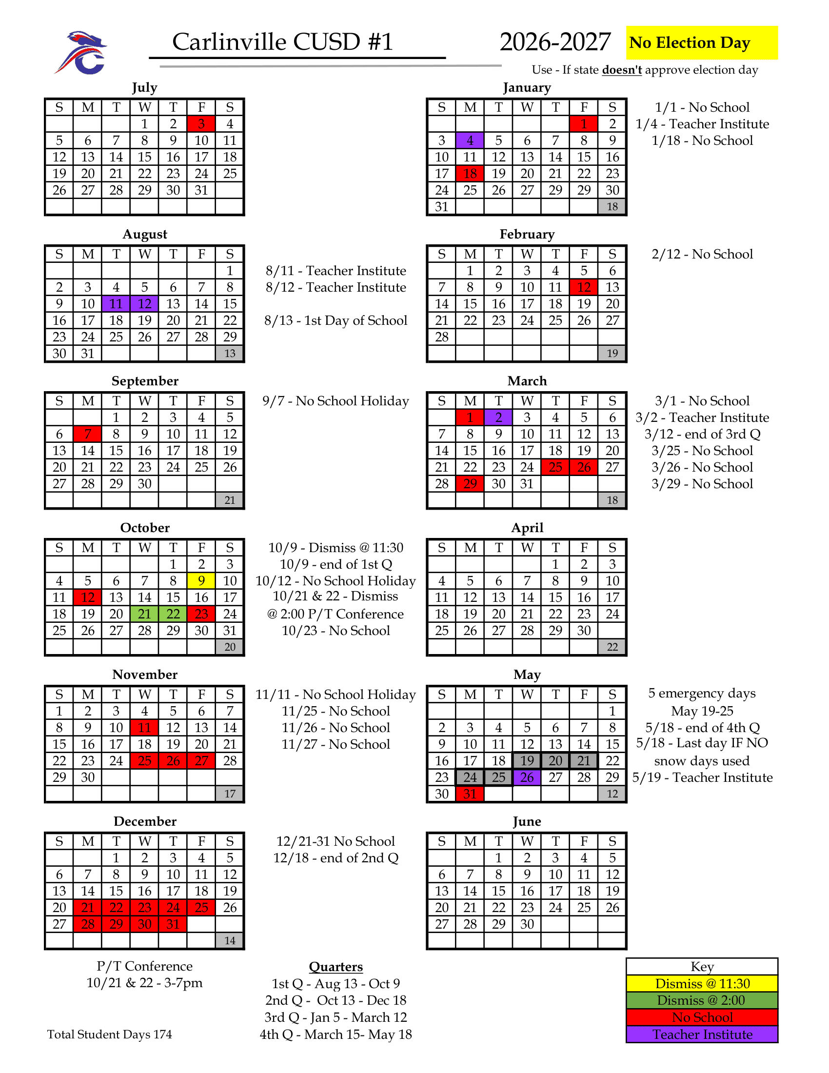 Carlinville CUSD #1 Calendar 26-27 Revised