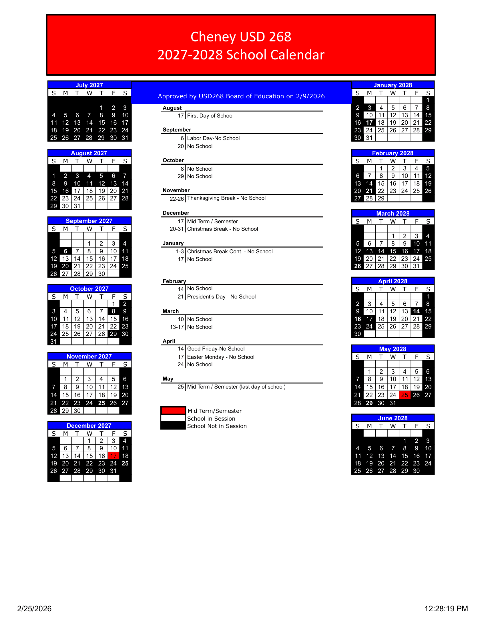 Cheney USD 268 Calendar 26-27 Revised