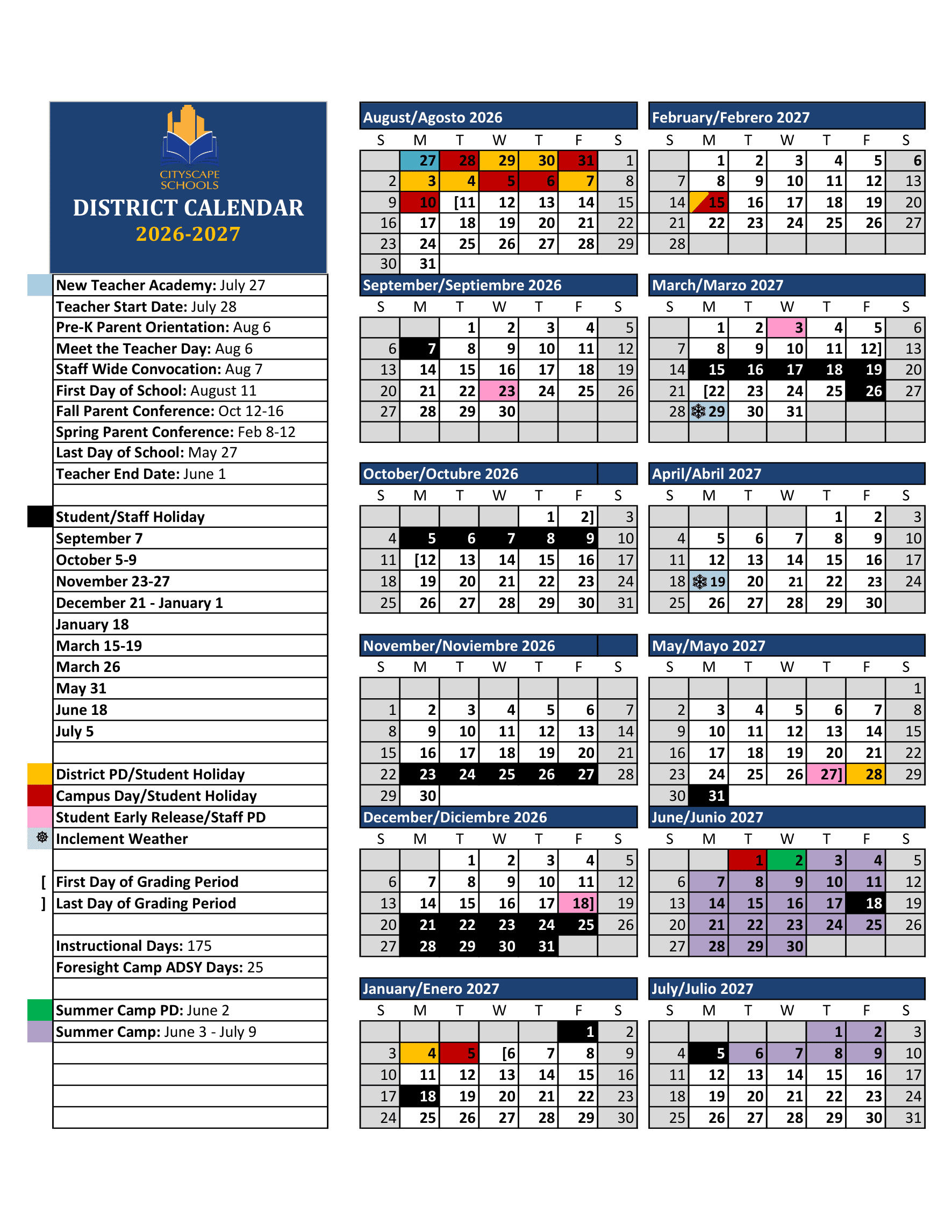 Cityscape Schools Calendar 26-27 pdf