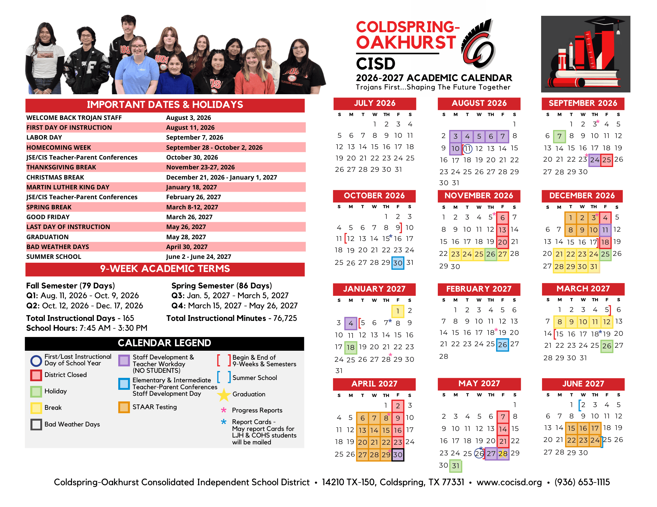 Coldspring-Oakhurst CISD Calendar 26-27 pdf