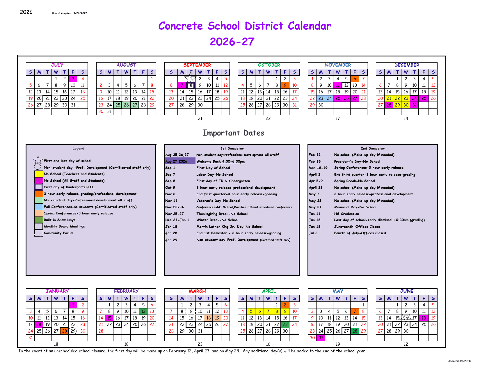 Concrete School District Calendar 26-27 pdf