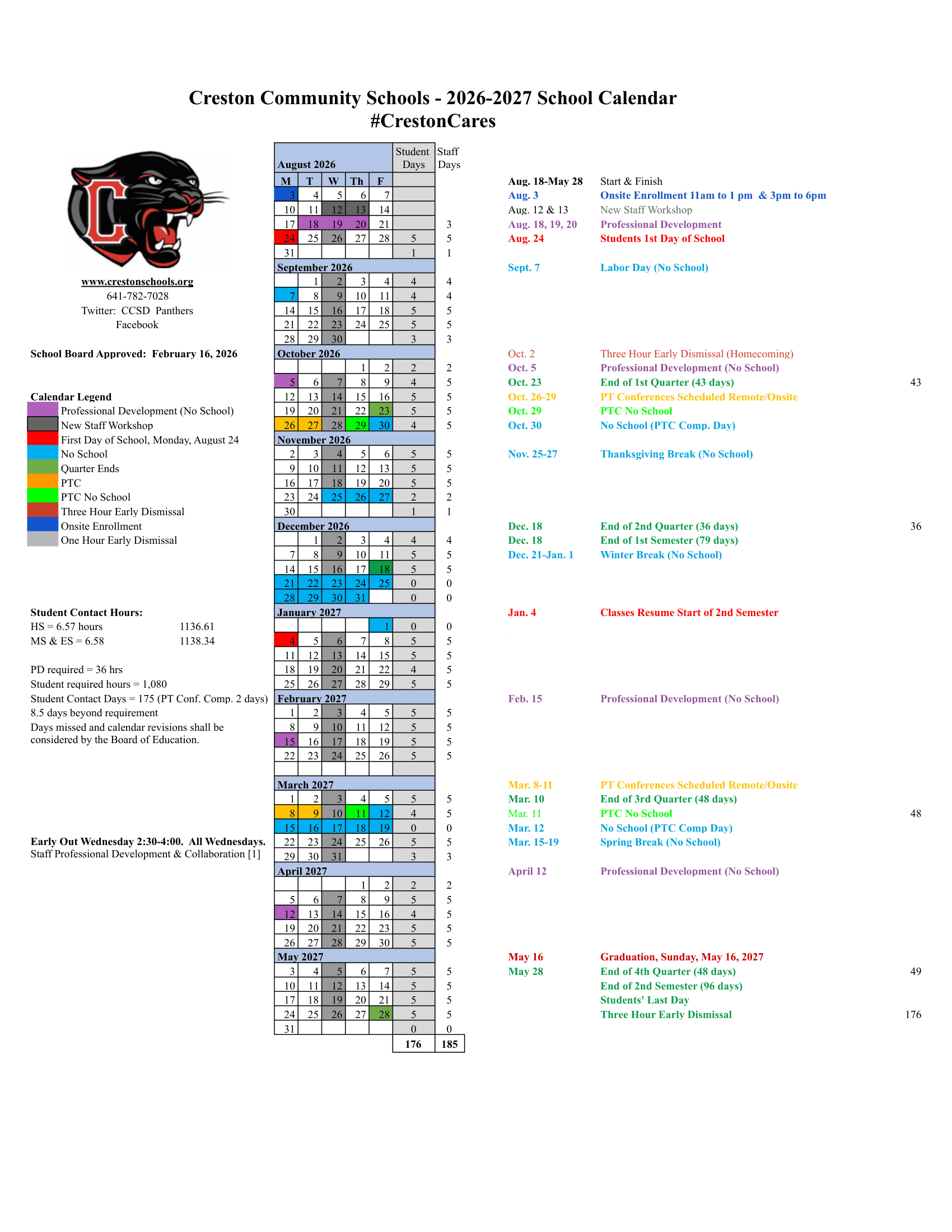 Creston Community Schools Calendar 26-27 pdf