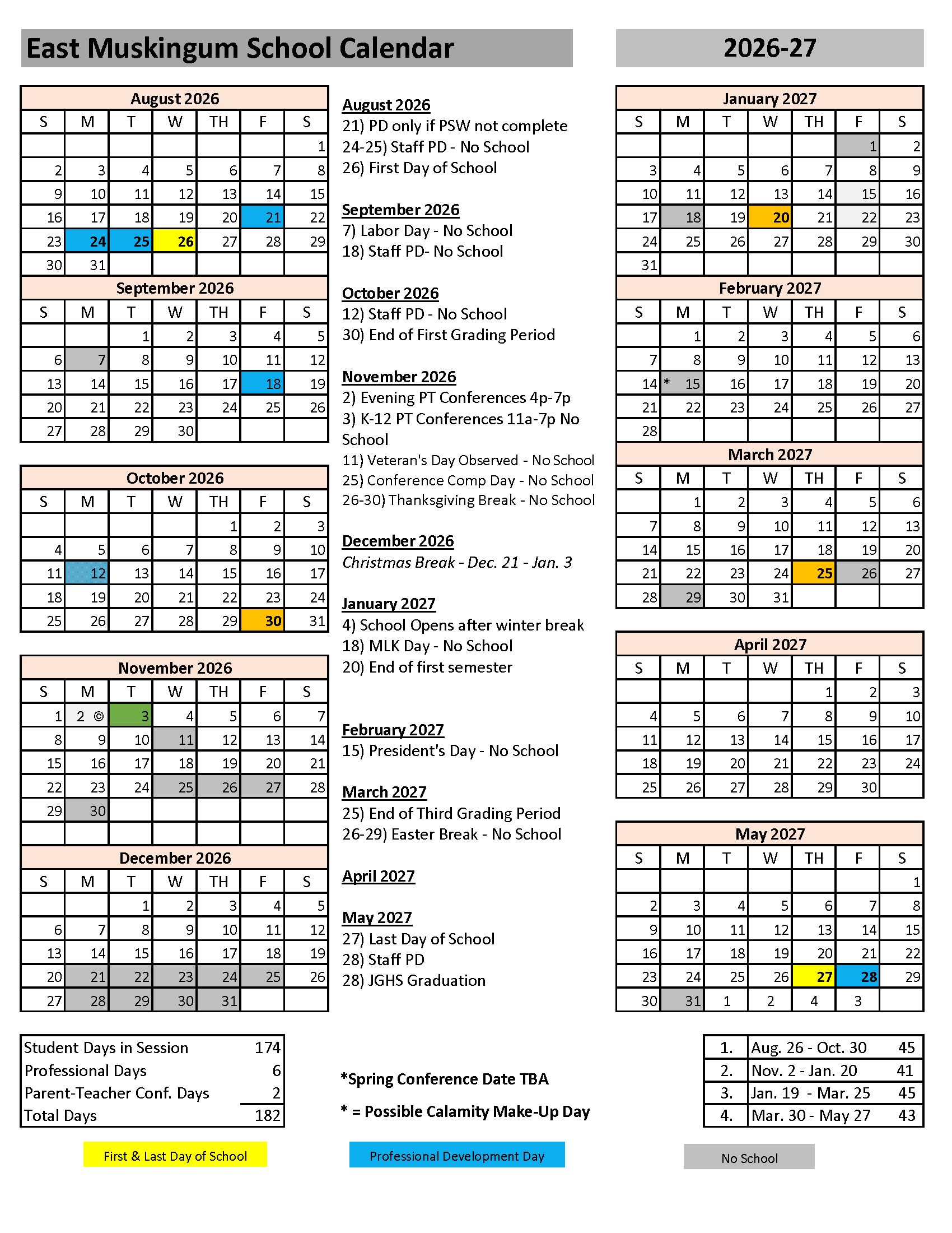 East Muskingum School Calendar 26-27 pdf