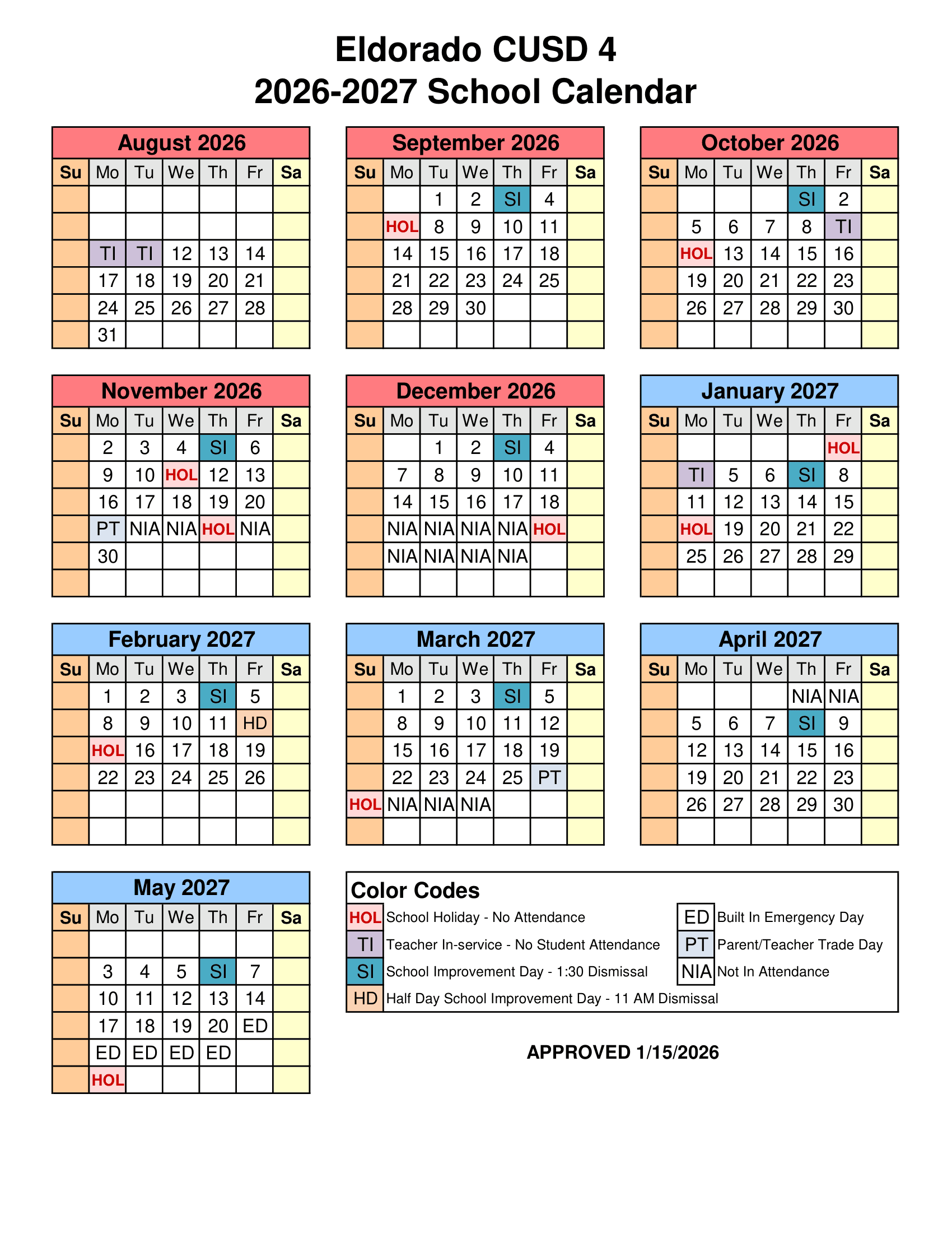 Eldorado CUSD 4 Calendar 26-27 Revised