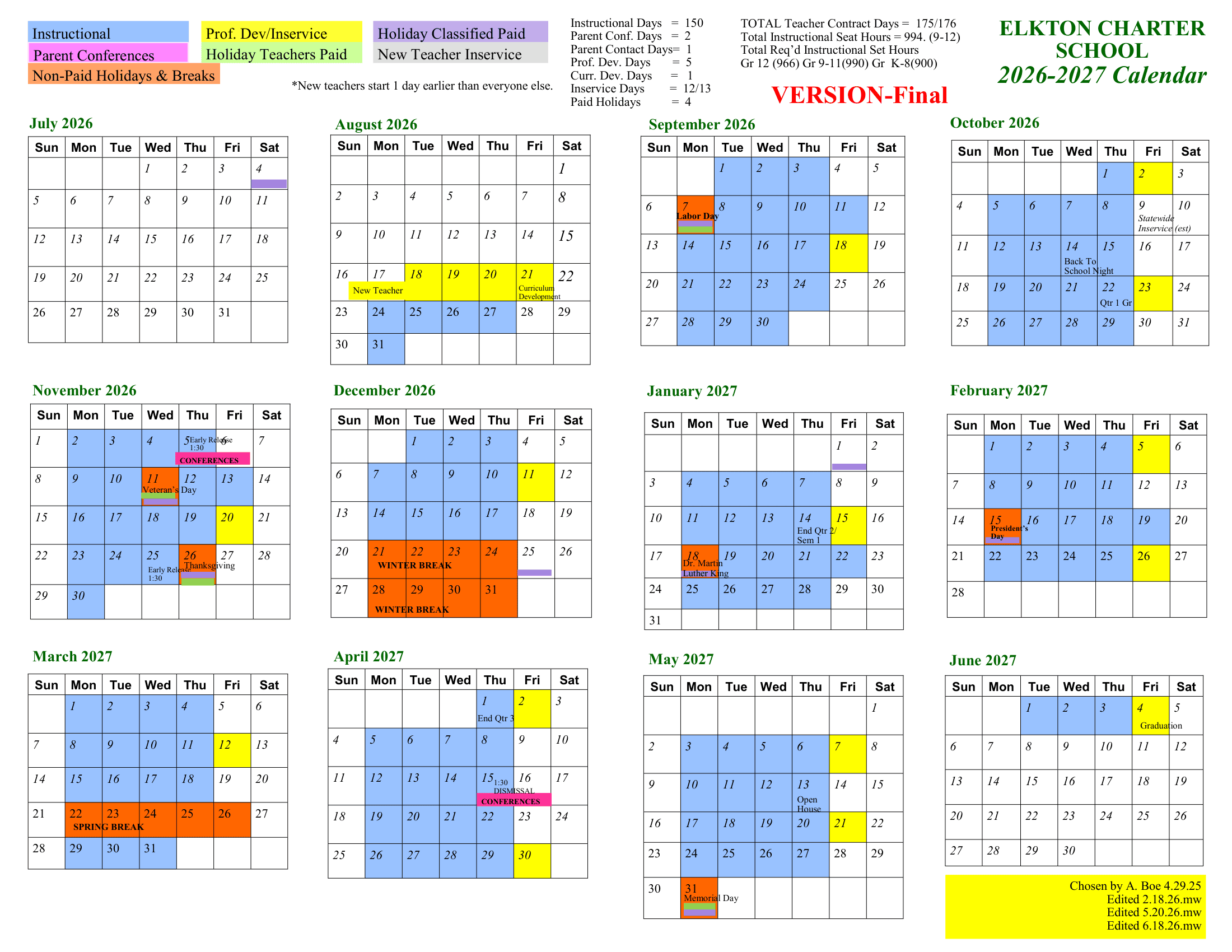Elkton Charter School Calendar 26-27 PDF