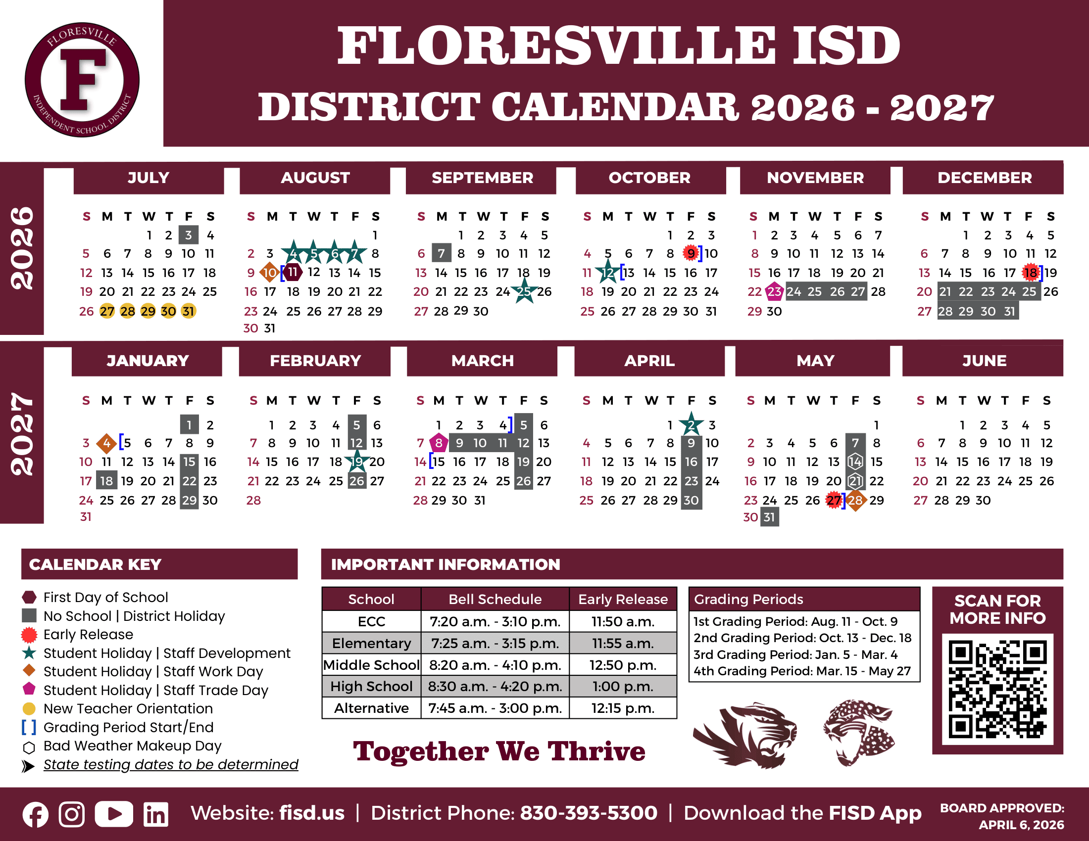 FLORESVILLE ISD Calendar 26-27 pdf