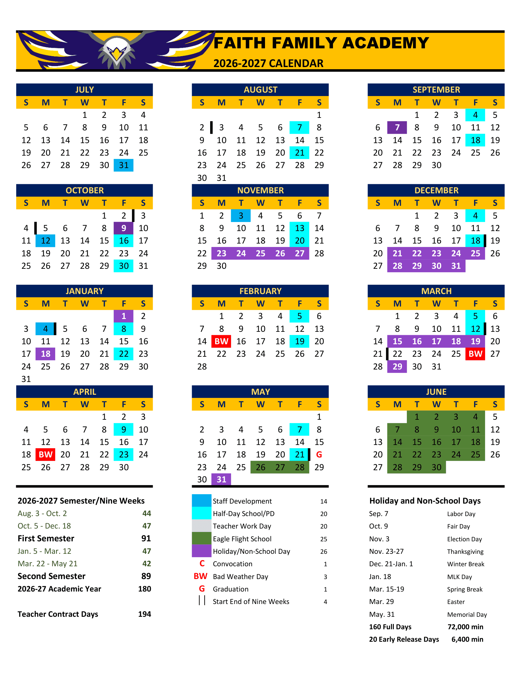 Faith Family Academy Calendar 26-27 pdf