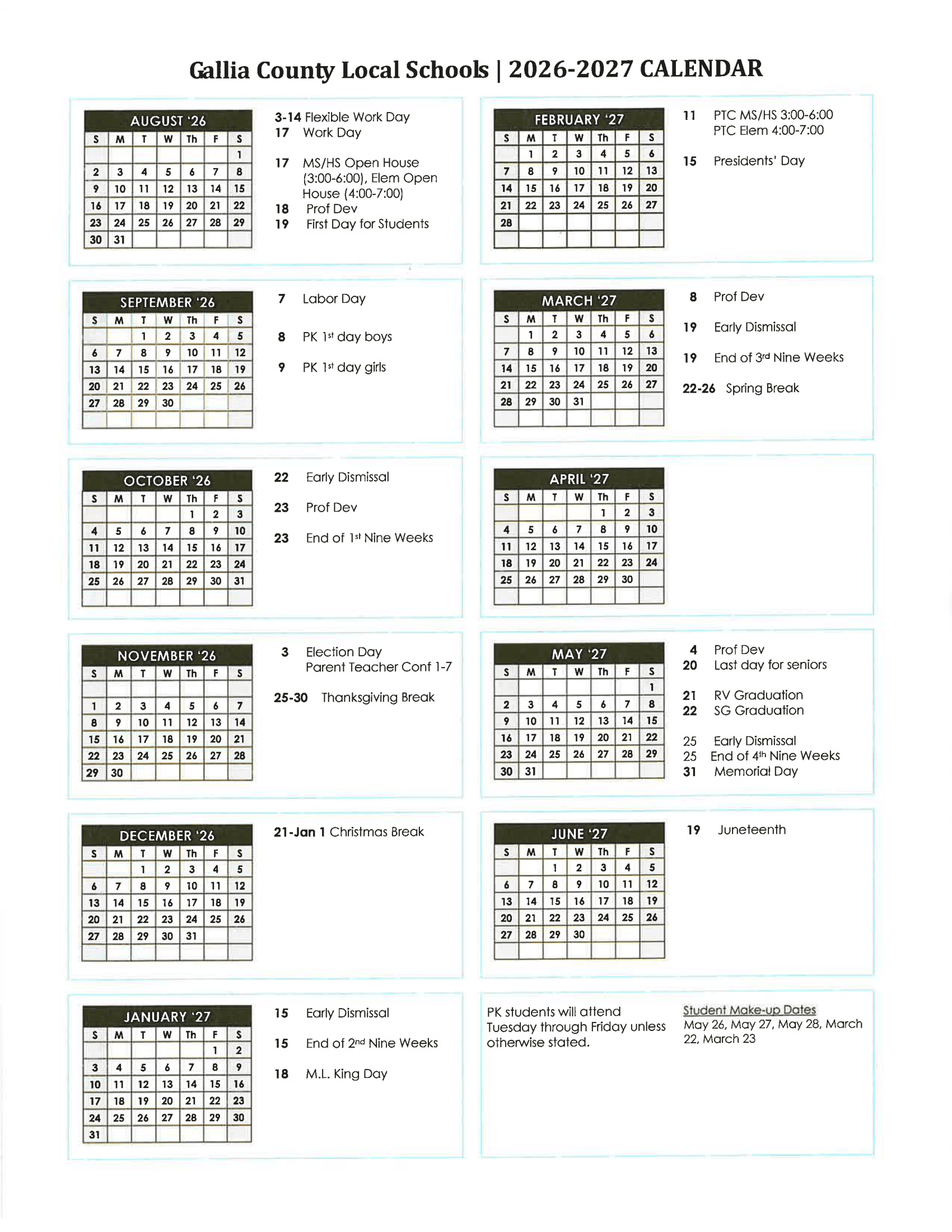 Gallia County Local Schools Calendar 26-27 pdf