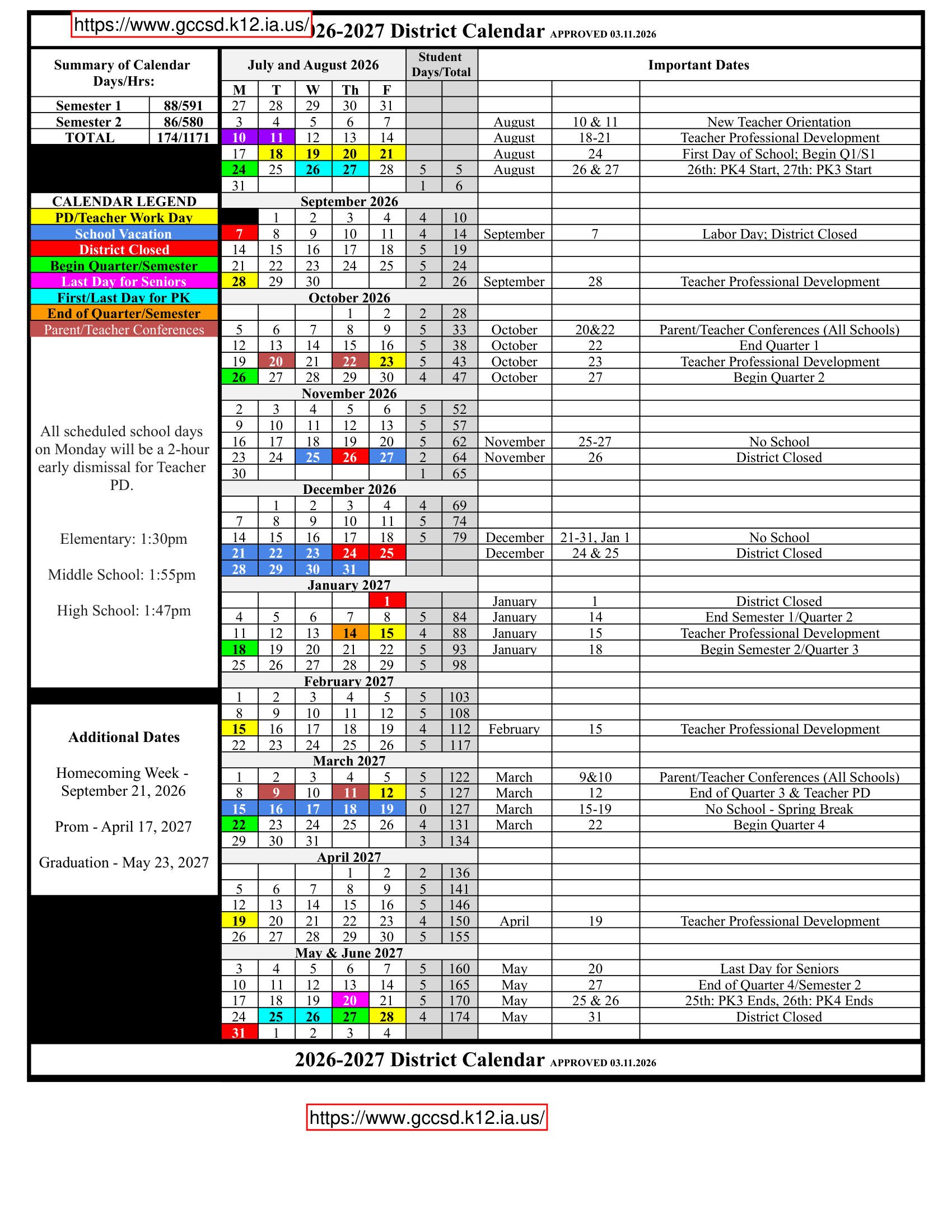 Greene County Community School District Calendar 26-27 pdf