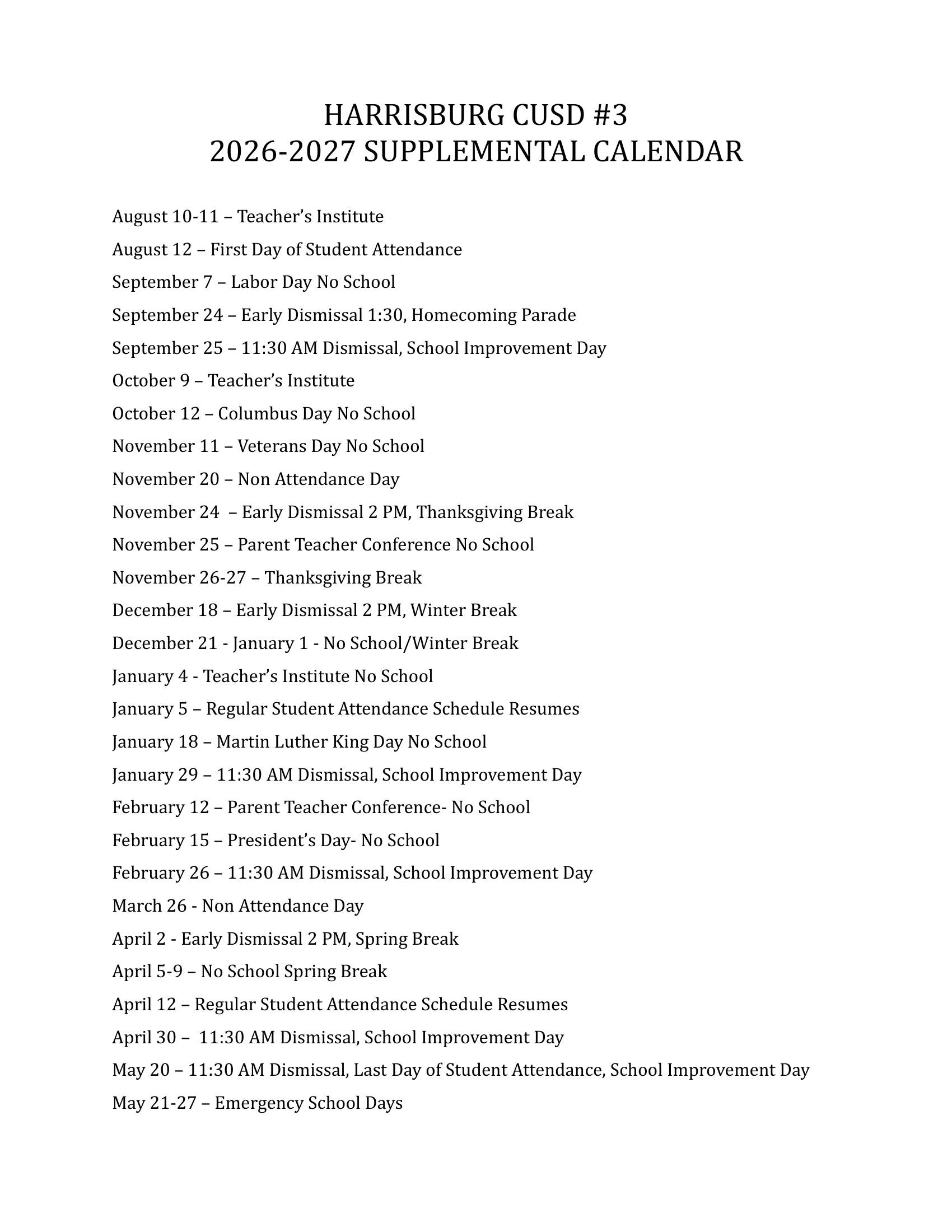 HARRISBURG CUSD #3 Calendar 26-27 pdf
