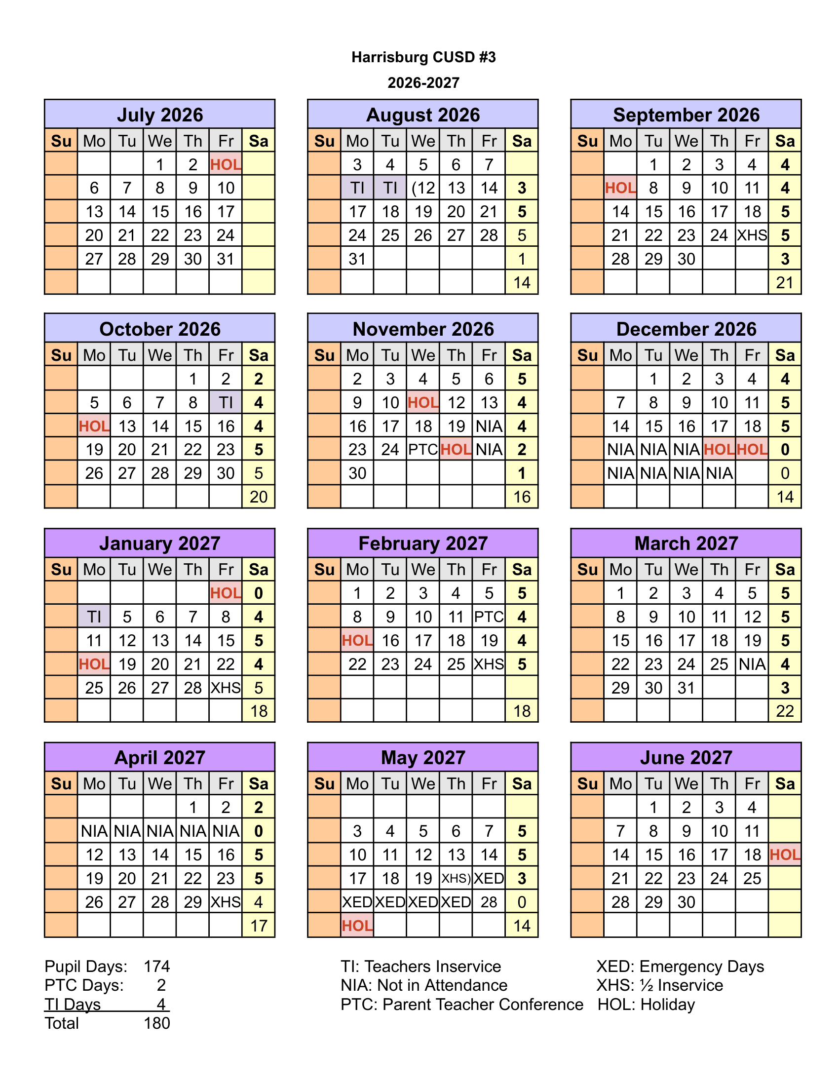 HARRISBURG CUSD #3 Calendar 26-27 pdf